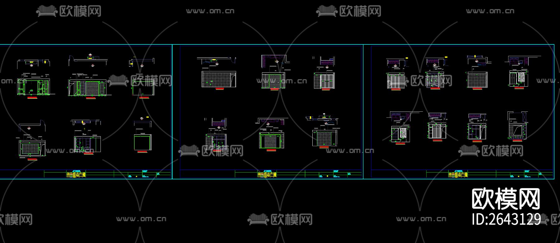 欧式三室两厅两卫家装CAD施工图下载（渲染图4）