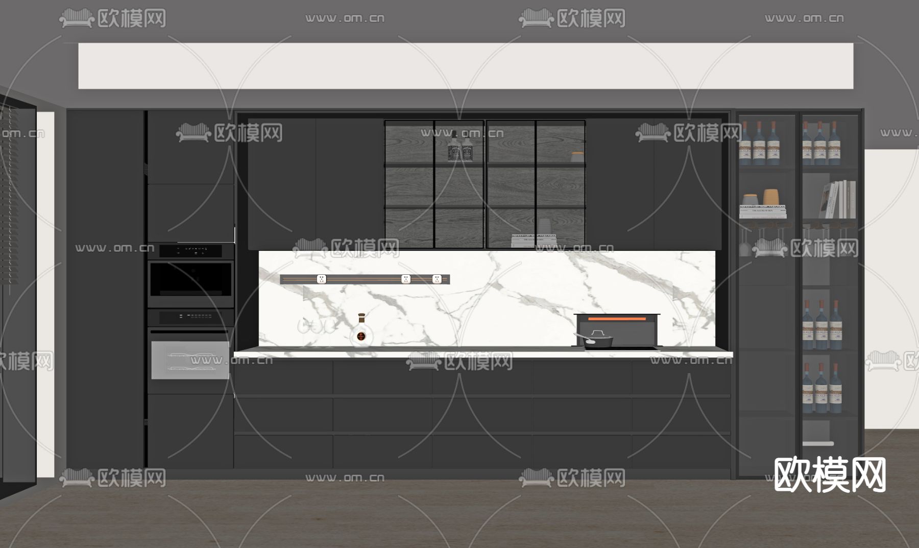 暗黑风酒柜su模型下载（渲染图2）
