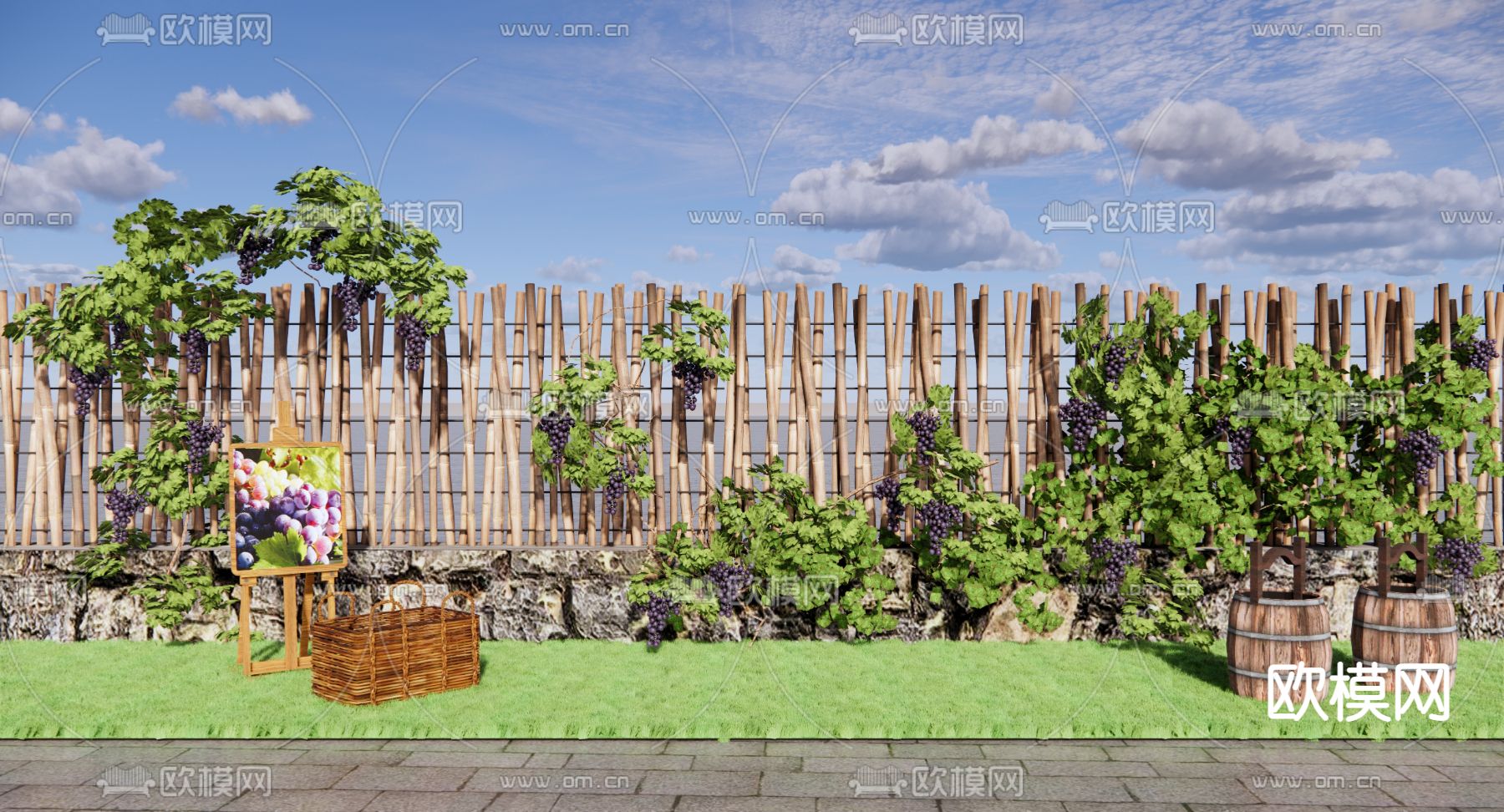 葡萄藤 葡萄架su模型