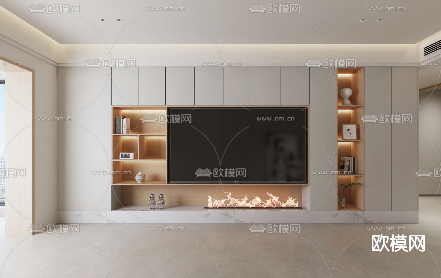 电视柜背景墙3d模型下载