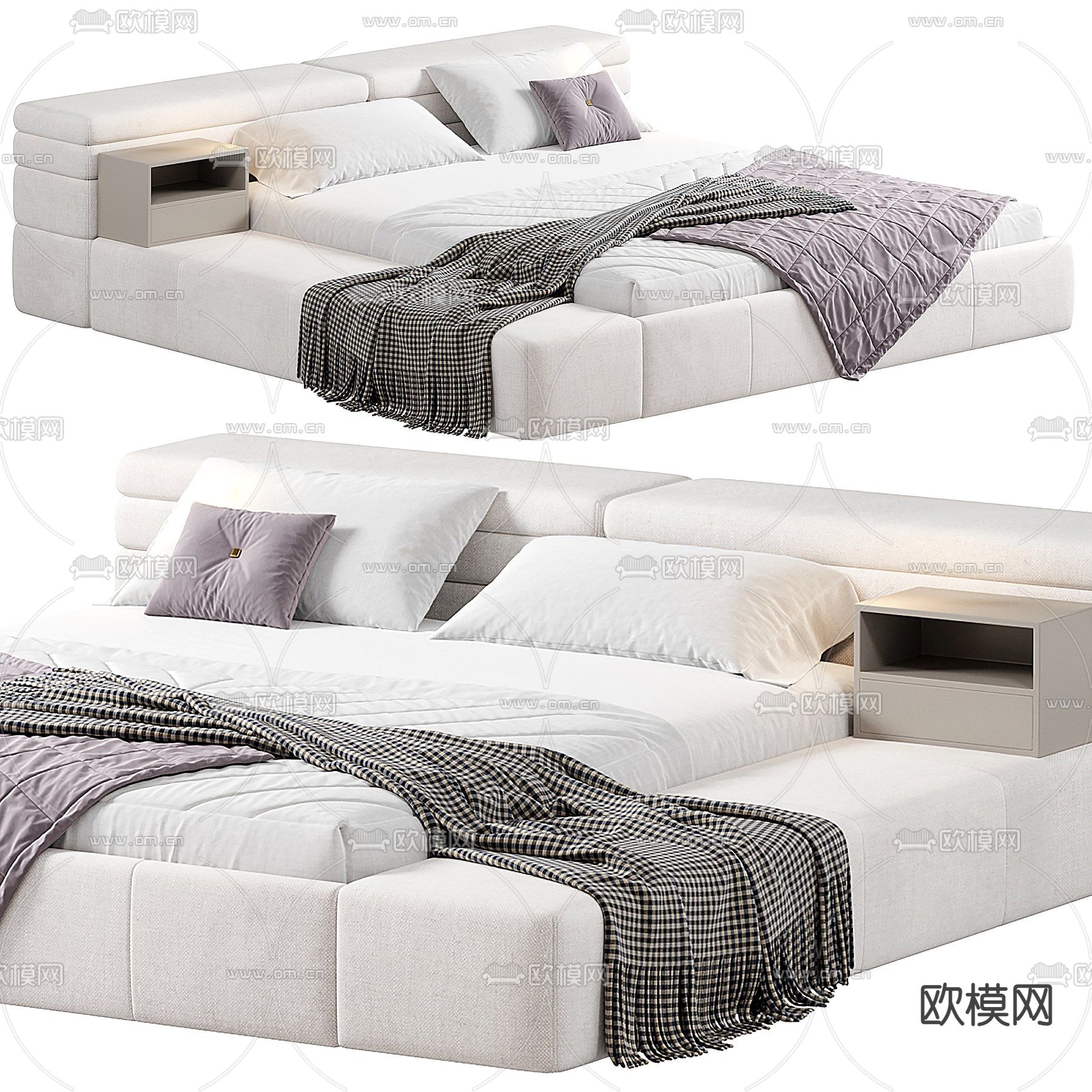 B&B 双人床3d模型下载（渲染图2）