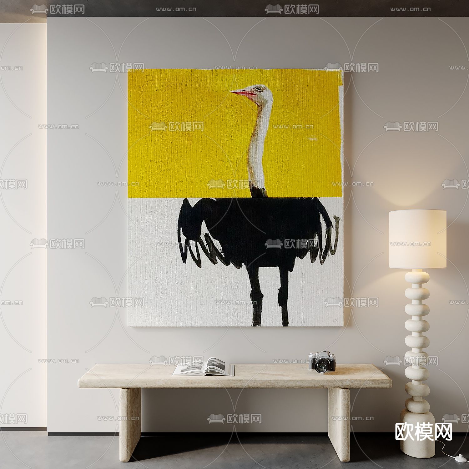 侘寂动物画 装饰画 挂画su模型下载（渲染图1）