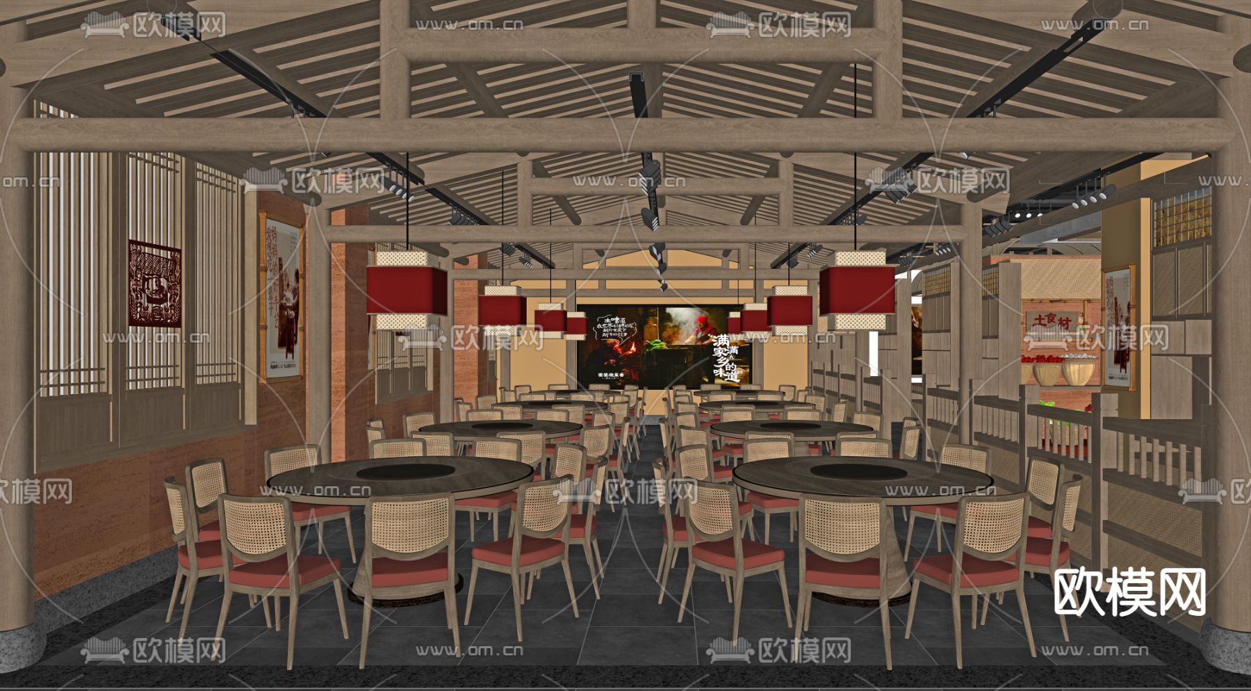 中餐厅su模型下载（渲染图2）