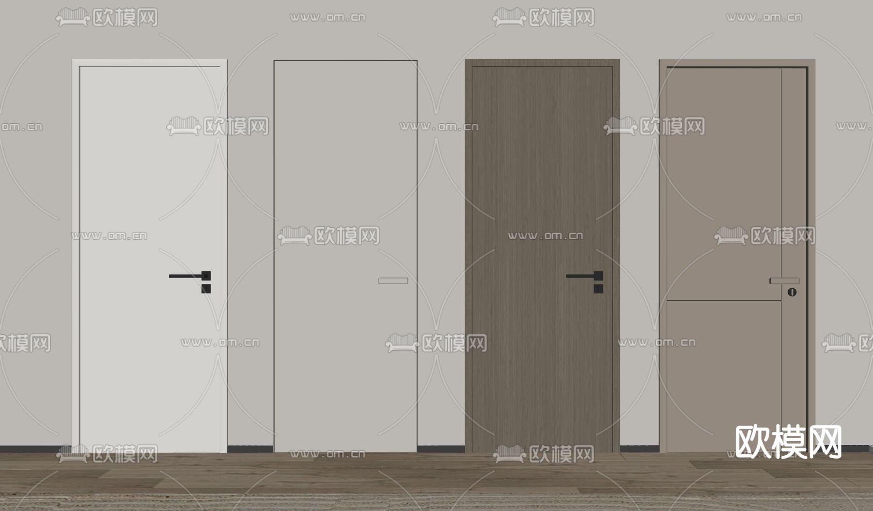卧室门 单开门 极简门 无框门su模型下载（渲染图2）