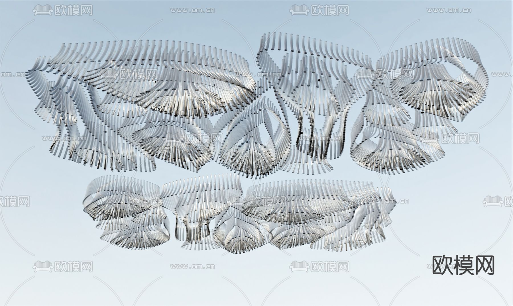 水晶吊灯 大堂灯 装饰灯su模型下载（渲染图1）
