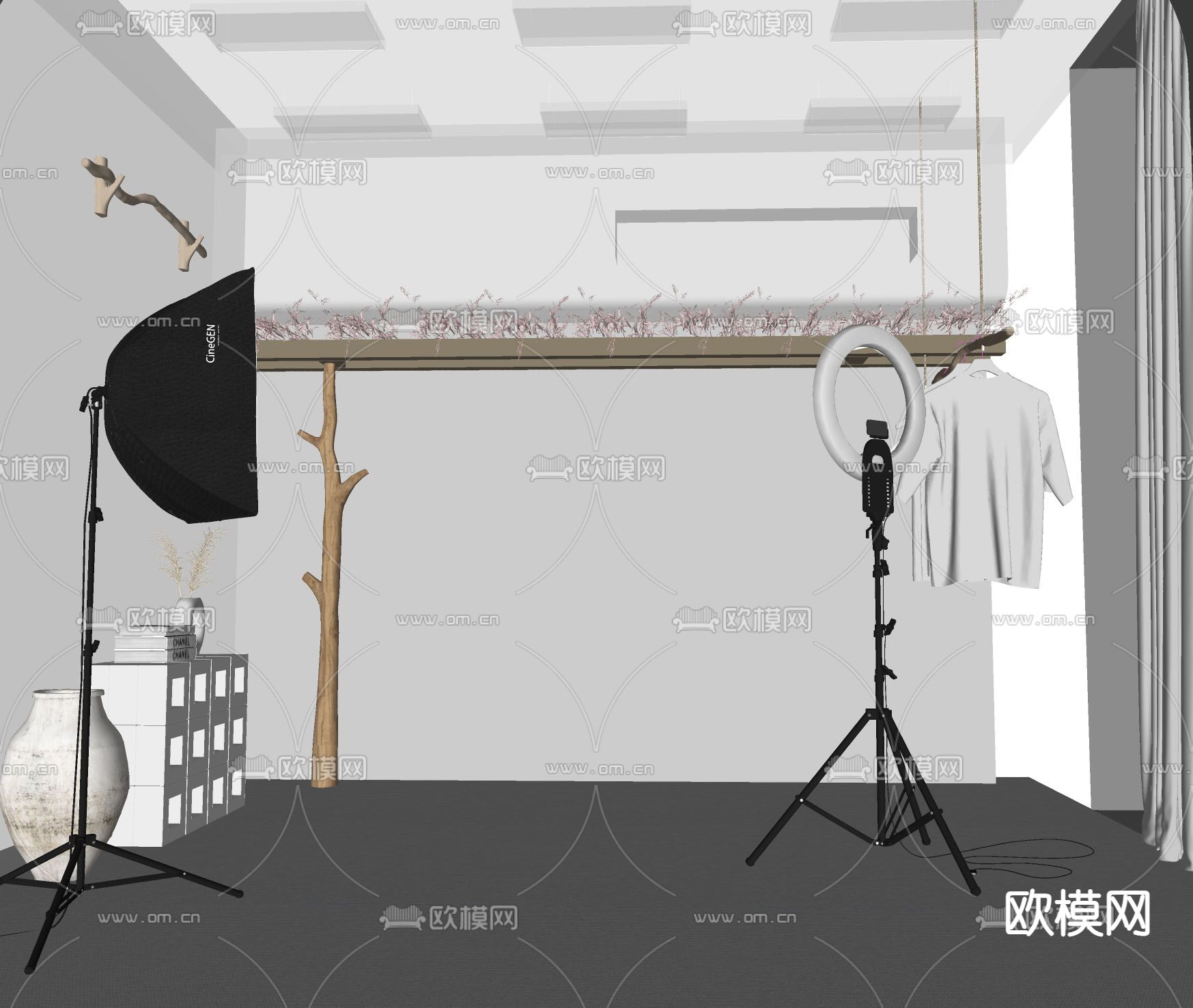 侘寂直播间 服饰直播间su模型下载_ID14092689_sketchup模型下载-欧模网