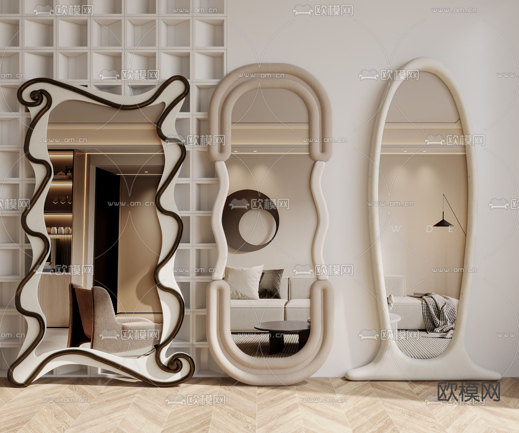 镜子 全身镜 异形镜3d模型下载