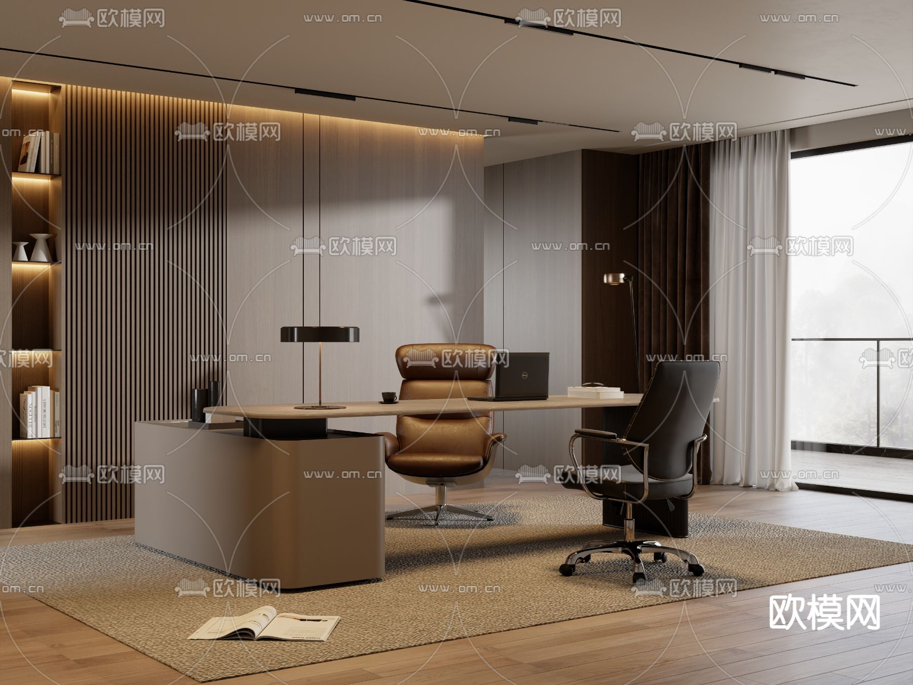 Minotti 班台桌 总经理室3d模型下载