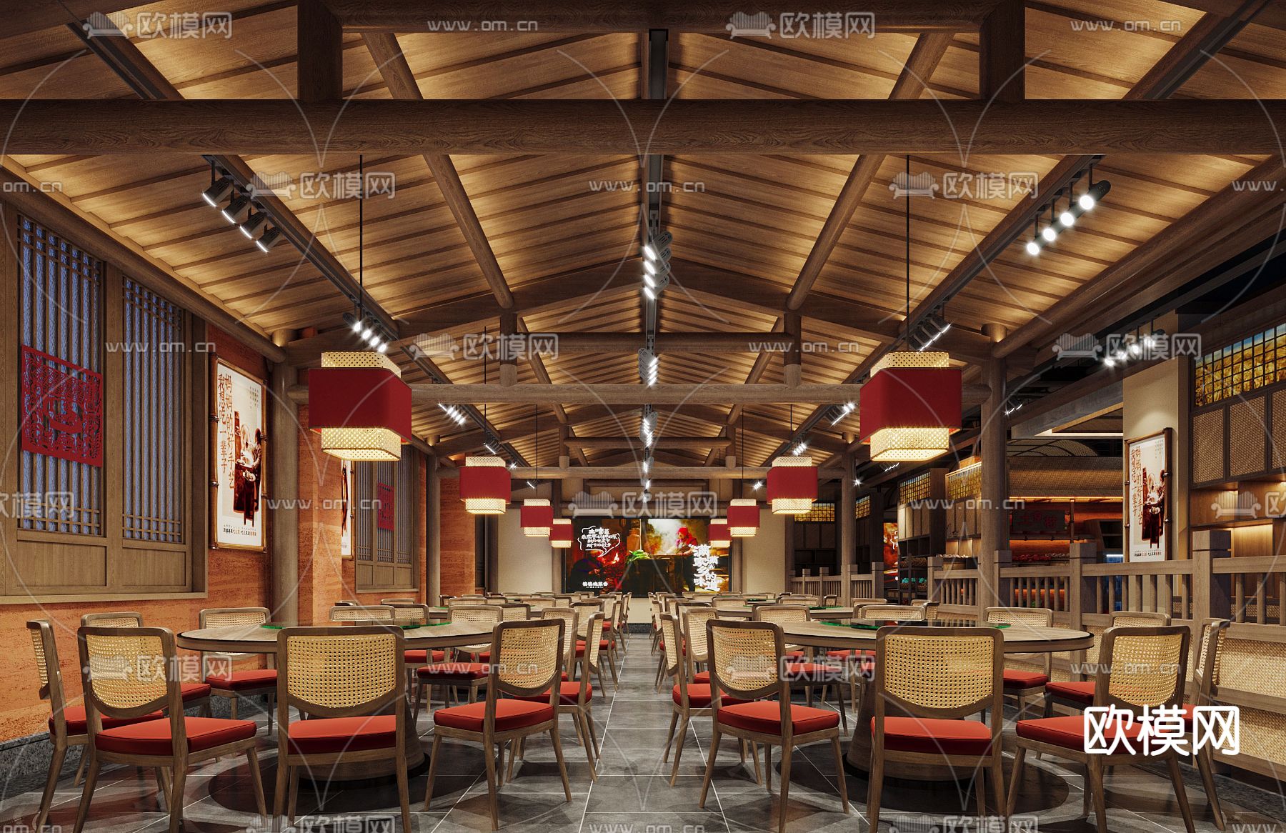 中餐厅su模型下载（渲染图1）