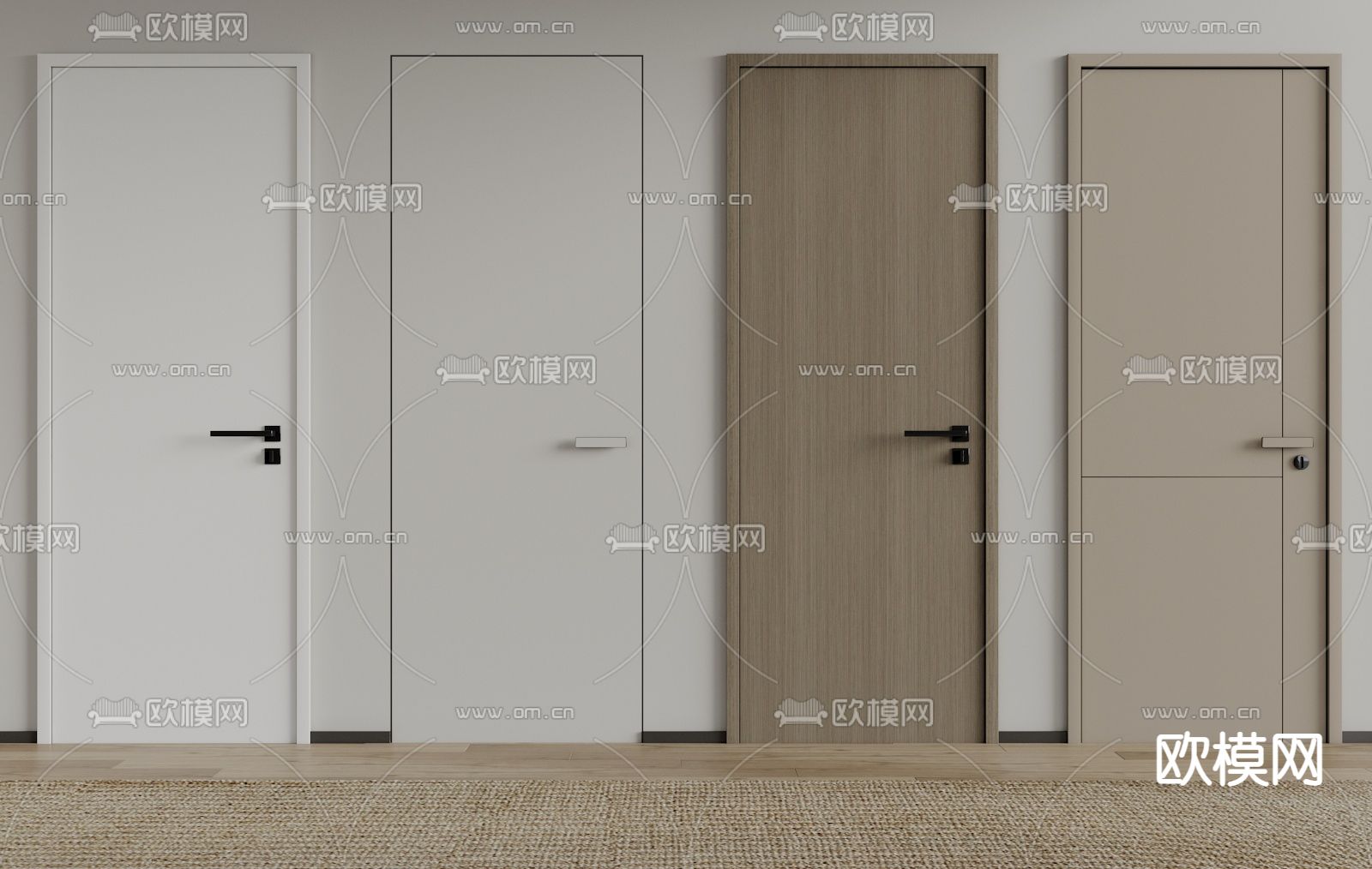 卧室门 单开门 极简门 无框门su模型下载（渲染图1）