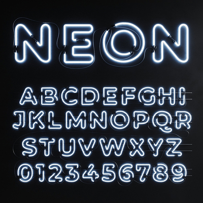  霓虹灯 字母灯 装饰灯su模型 