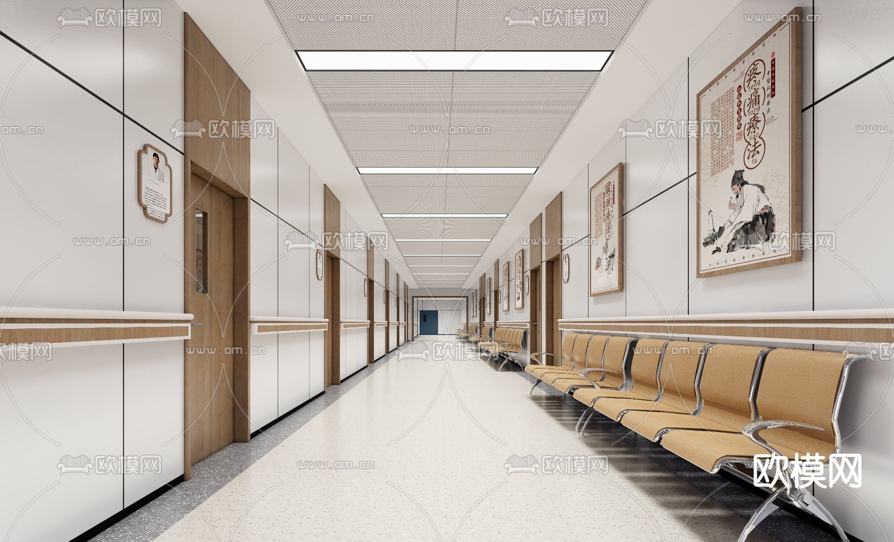 中医院走廊 过道su模型下载（渲染图1）