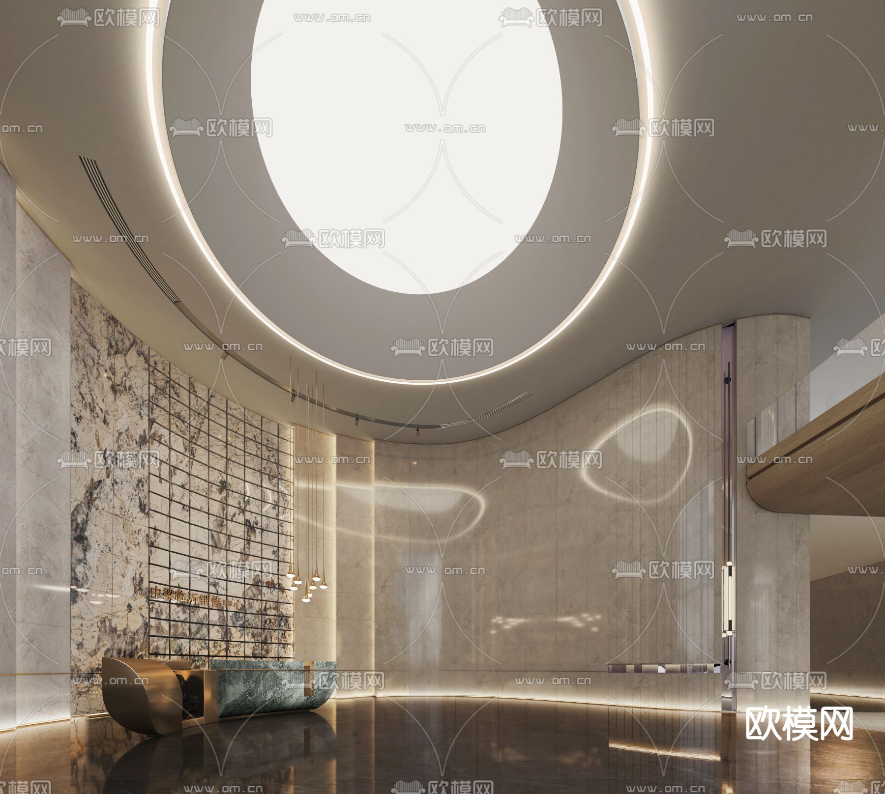 轻奢售楼处su模型下载（渲染图3）