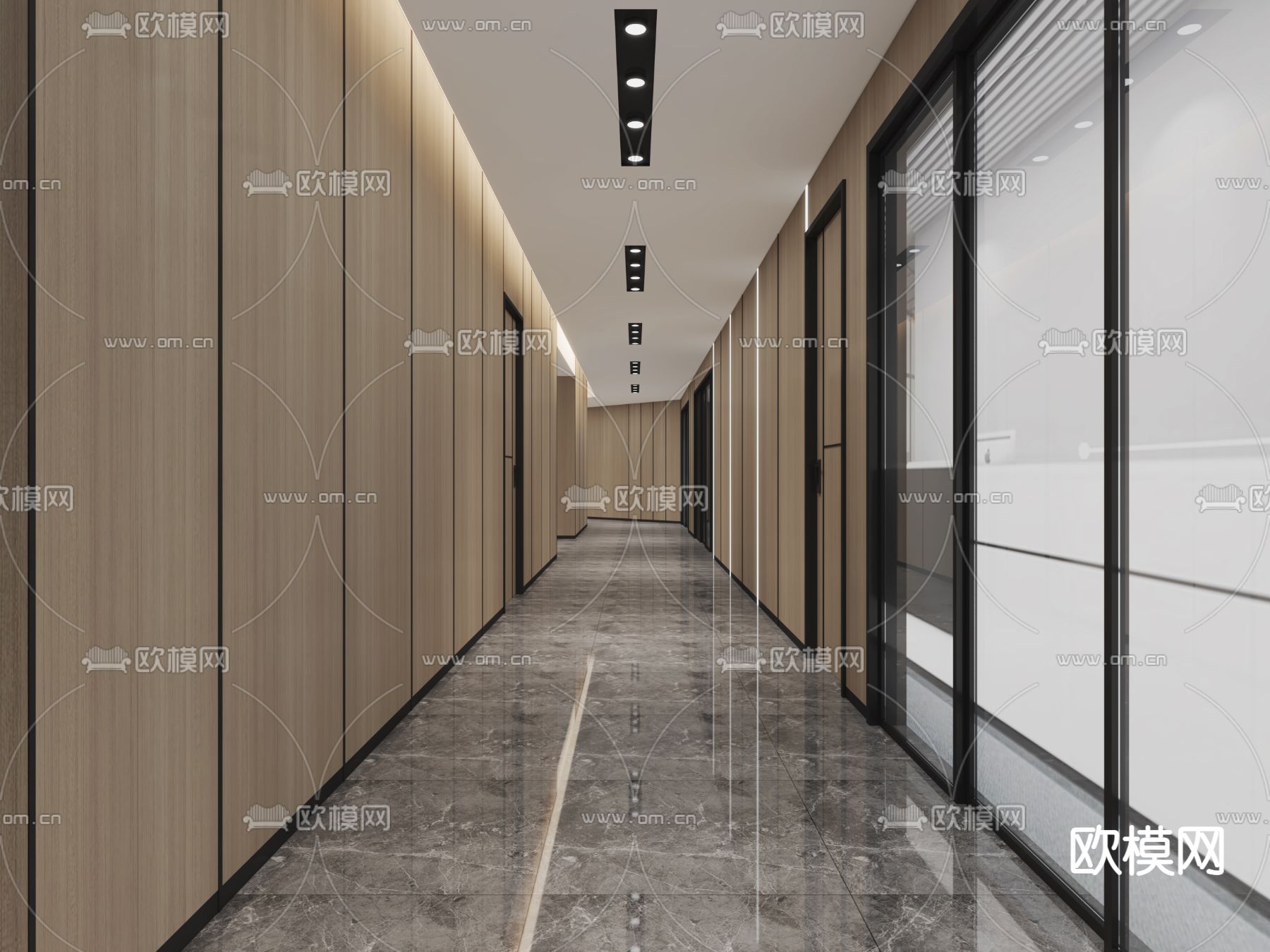 办公室走廊 过道3d模型下载