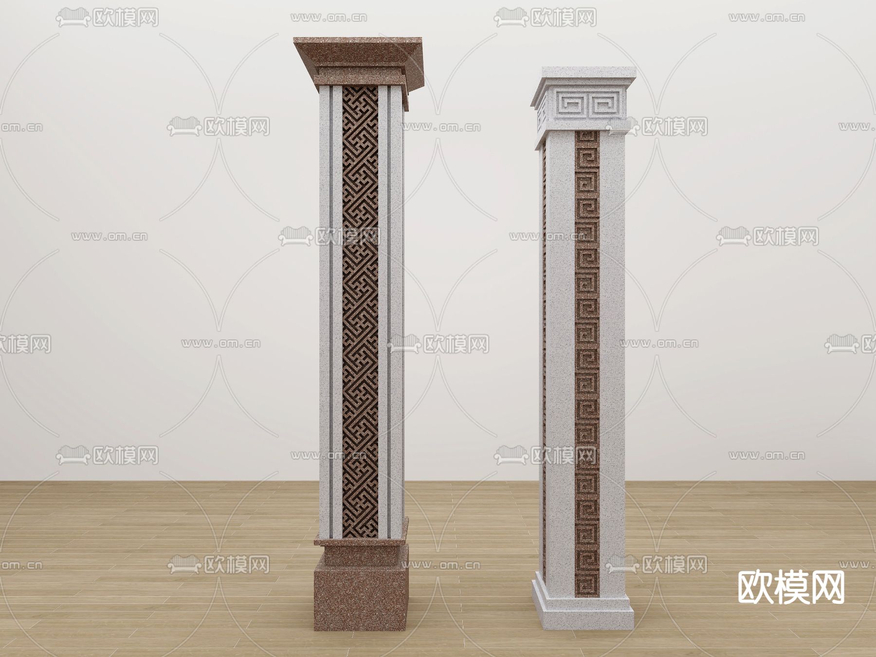 中式柱子 石膏柱su模型下载（渲染图1）
