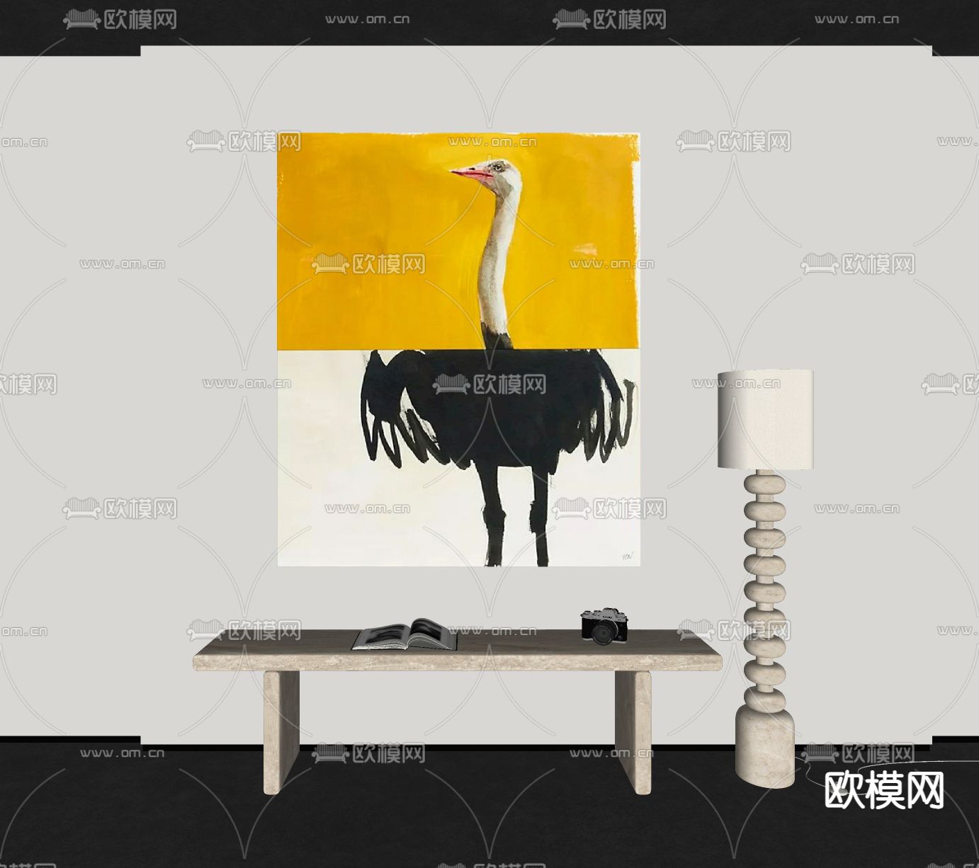 侘寂动物画 装饰画 挂画su模型下载（渲染图2）