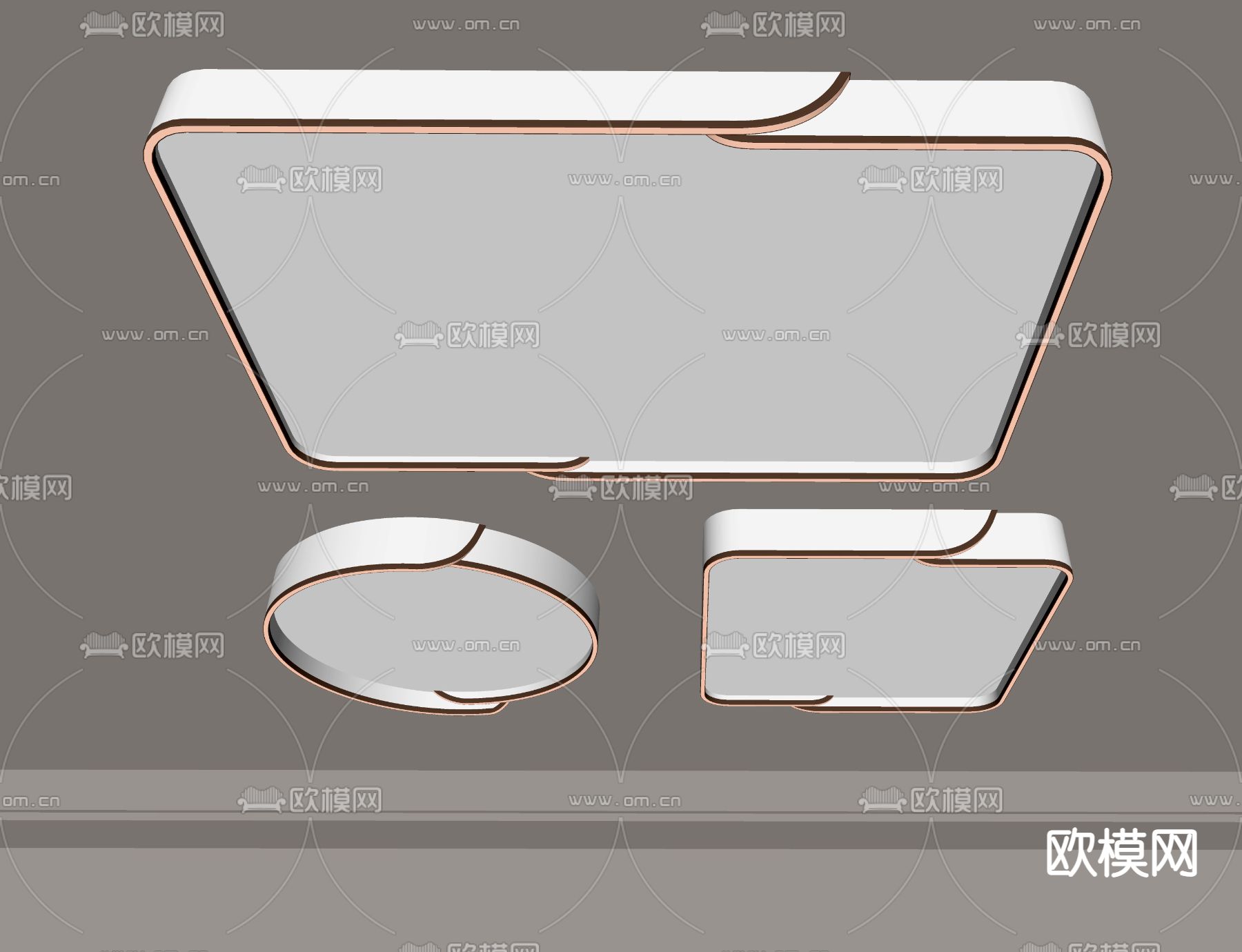 几何吸顶灯su模型下载（渲染图2）