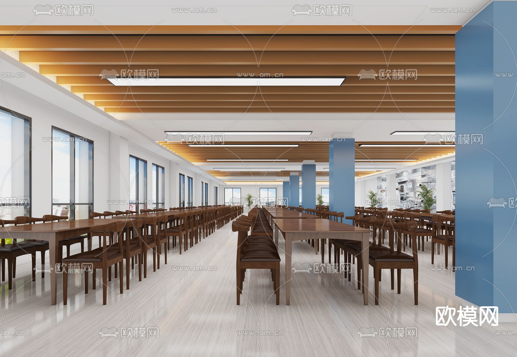 公共餐厅 食堂3d模型下载（渲染图2）