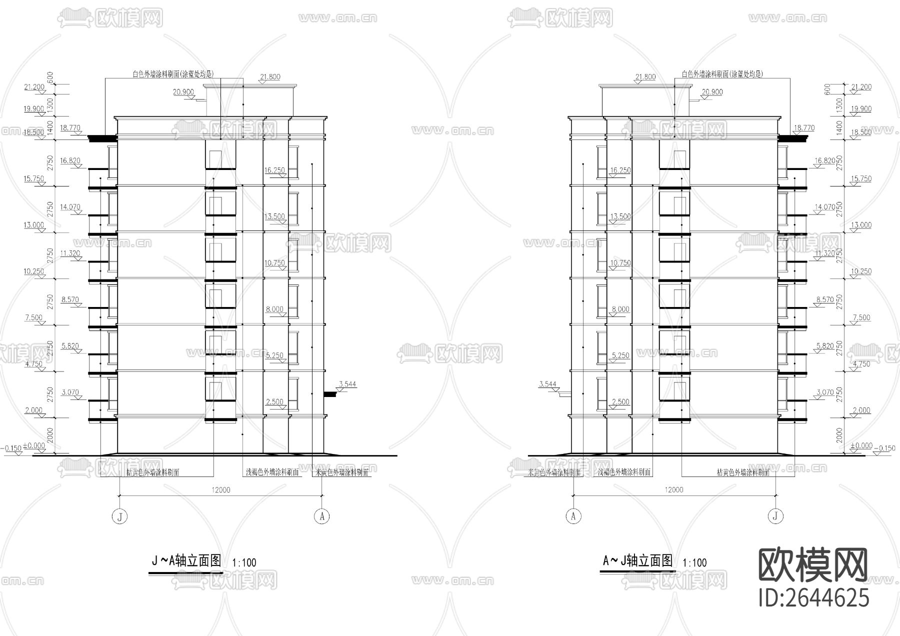 单位集资房CAD施工图下载（渲染图6）
