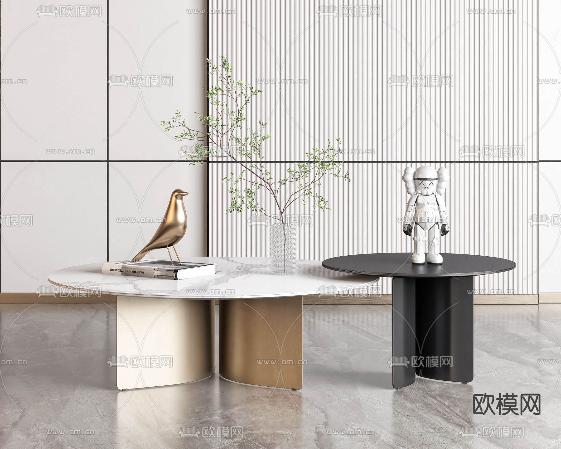 子母茶几3d模型下载（渲染图1）