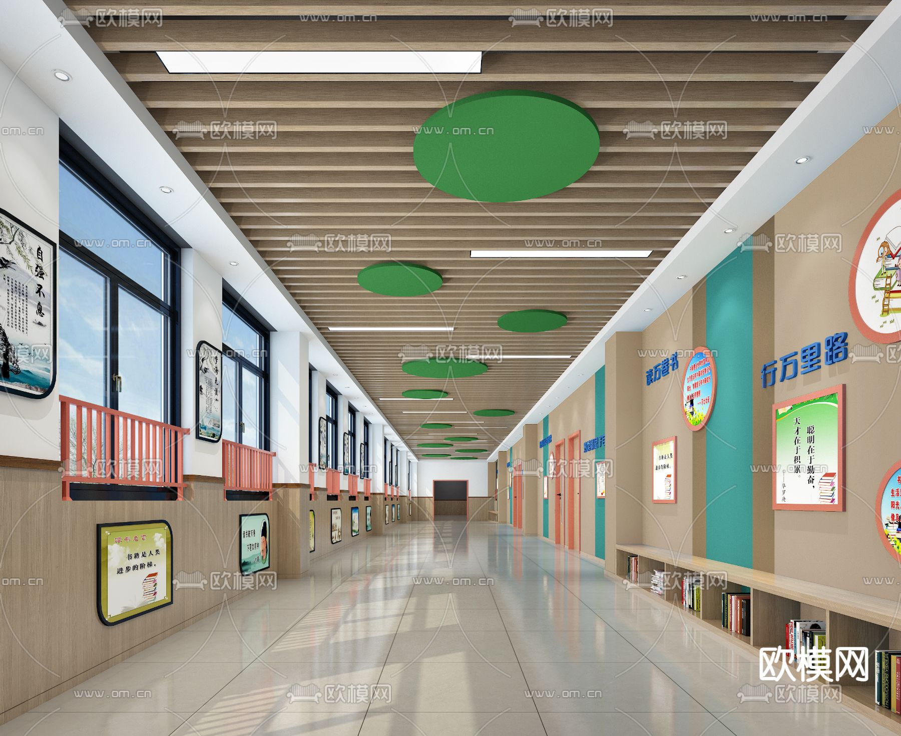 幼儿园走廊3d模型下载（渲染图1）