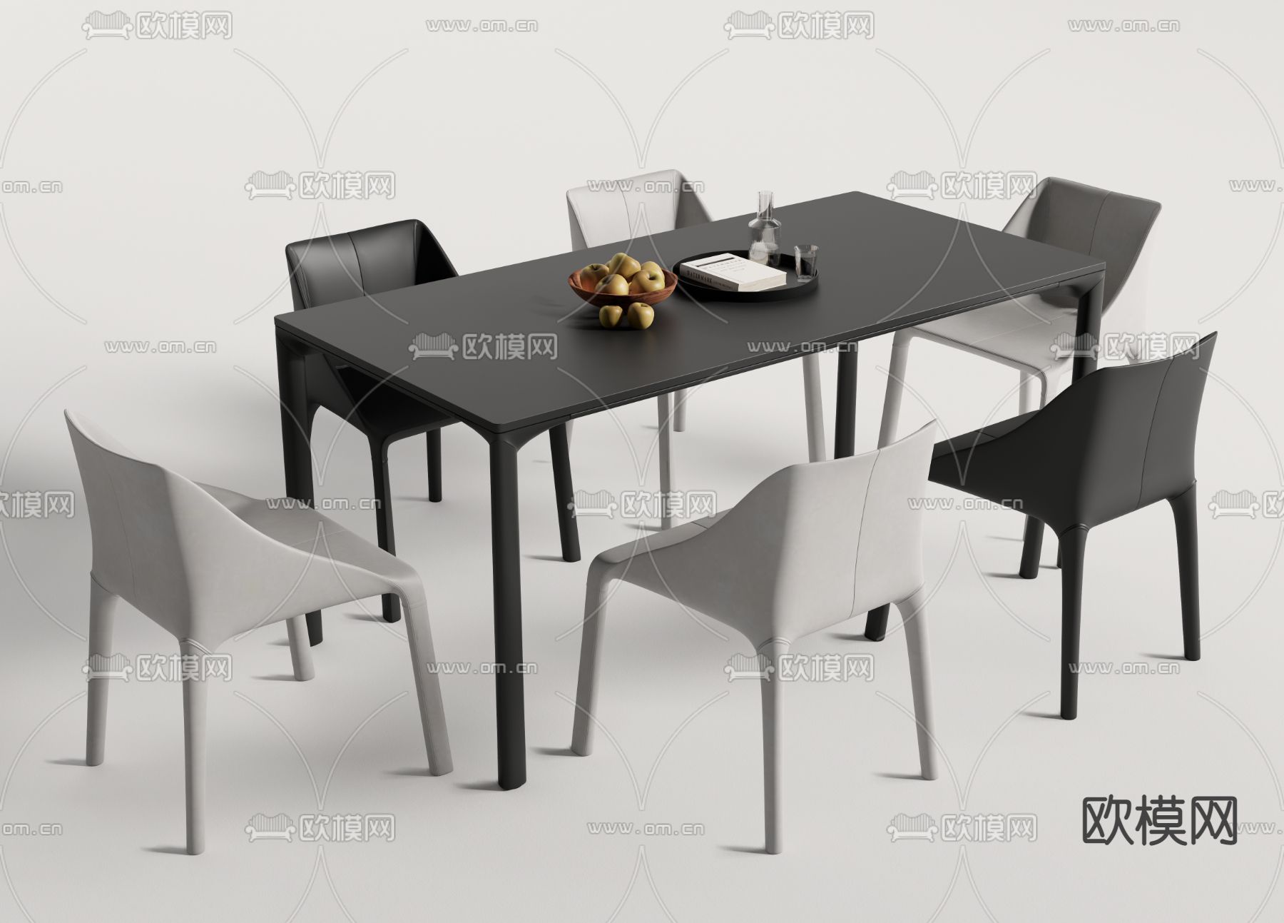 Molteni 餐桌椅3d模型下载