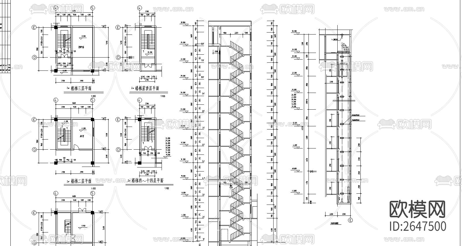板式小高层建筑cad施工图下载（渲染图2）
