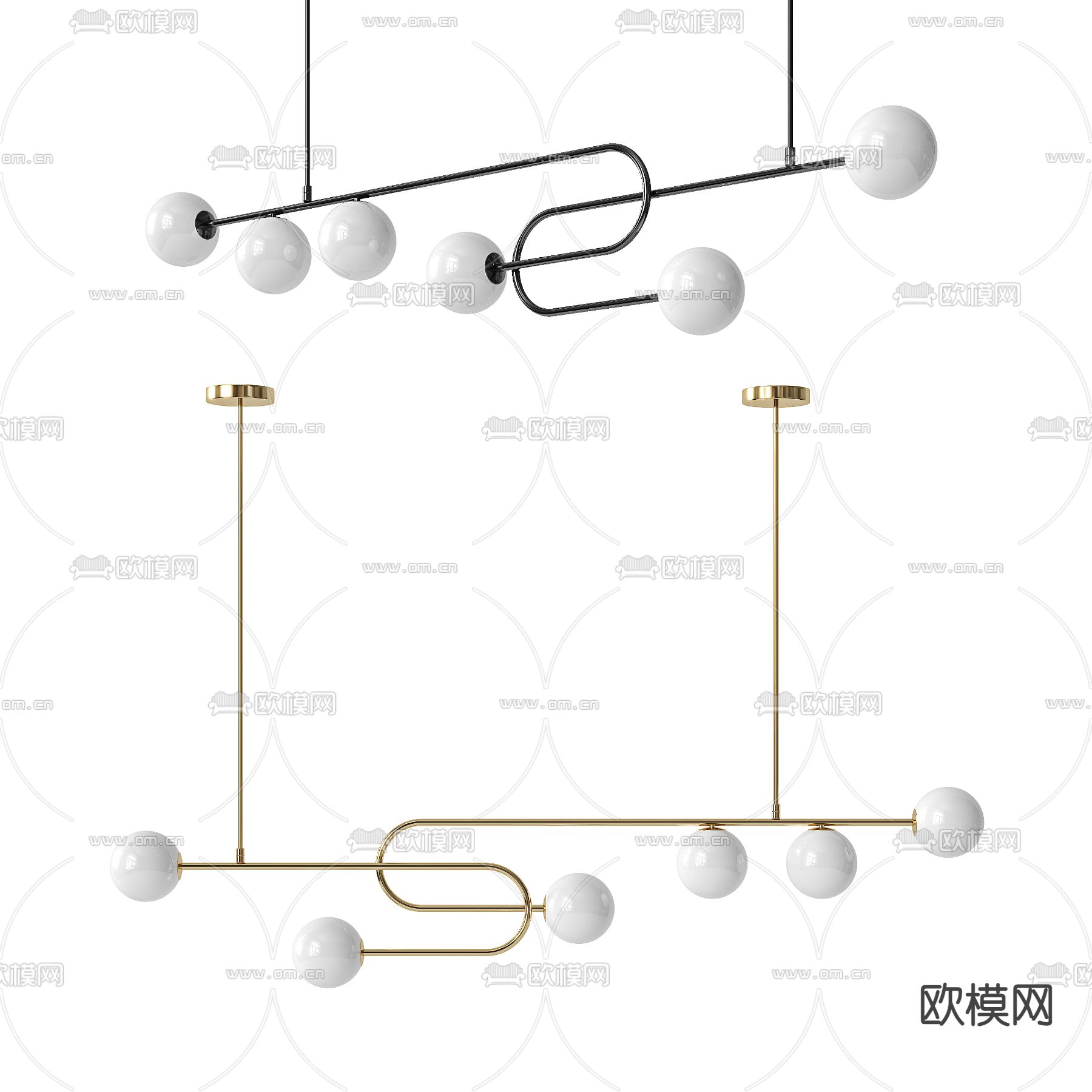 多头吊灯 球形吊灯3d模型下载_ID14093074_3dmax免费模型-欧模网