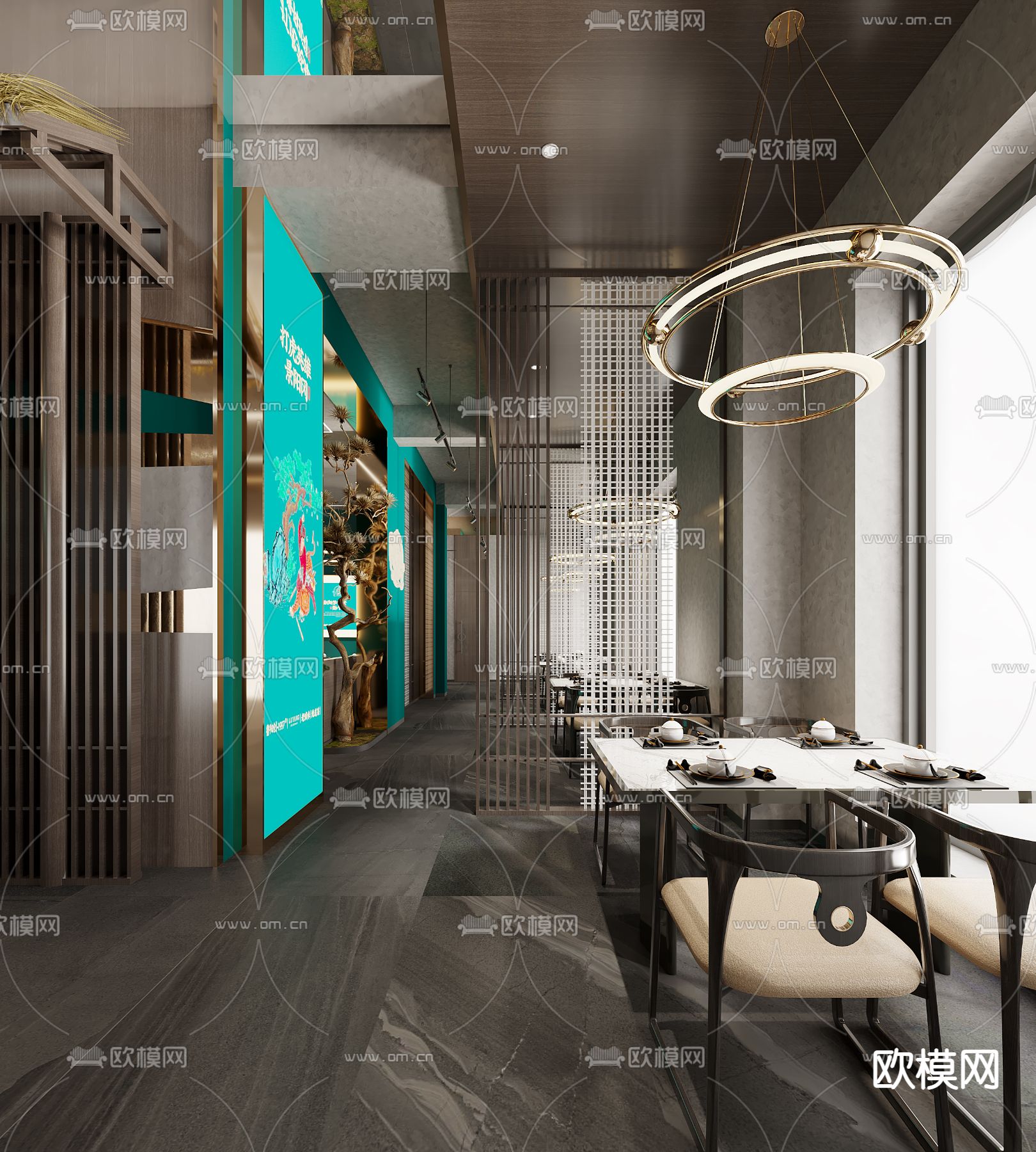中餐厅3d模型下载（渲染图2）