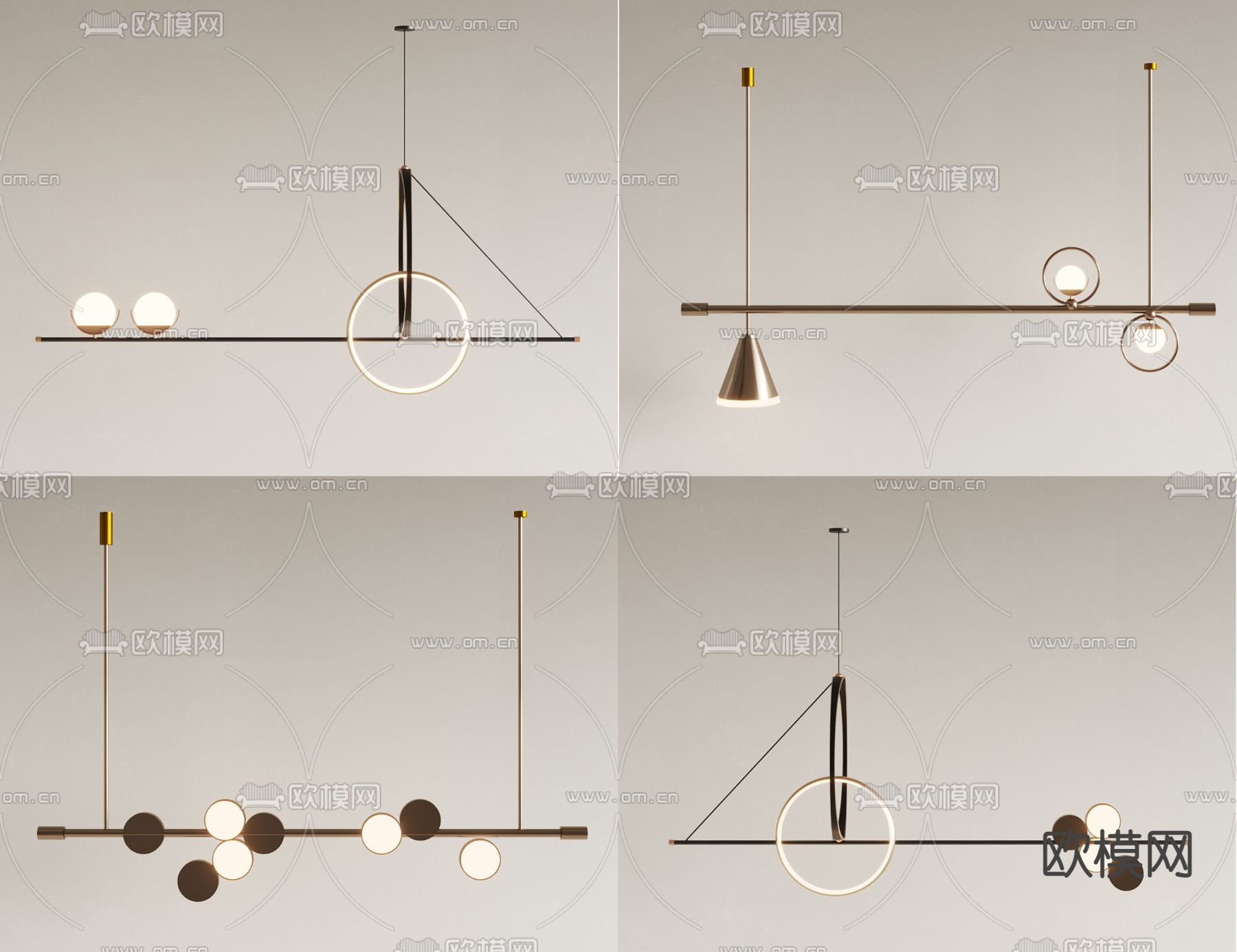 长条吊灯 餐厅吊灯3d模型下载