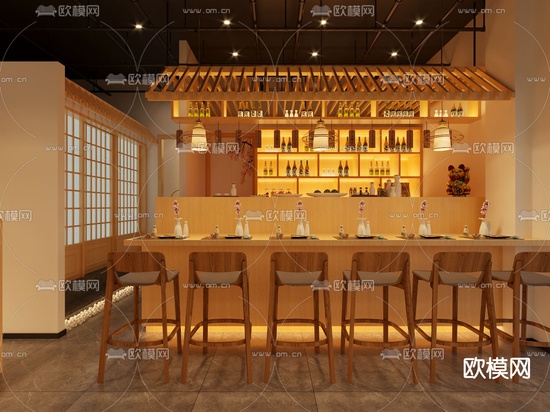 日式餐厅 居酒屋3d模型下载（渲染图3）
