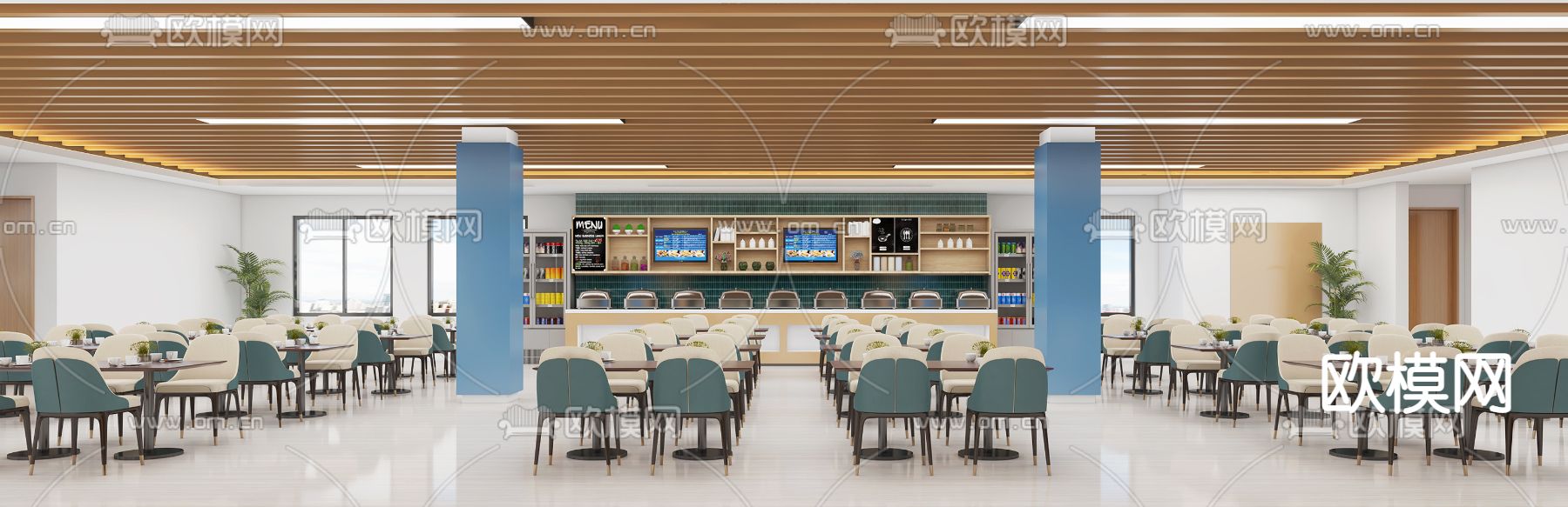 公共餐厅 食堂3d模型下载（渲染图1）