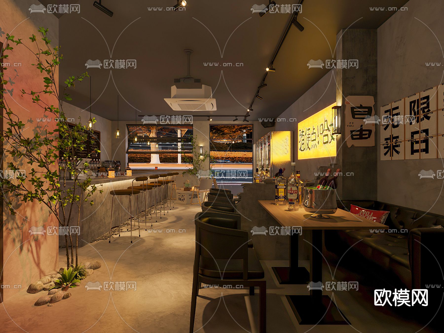 工业风酒吧3d模型下载（渲染图2）