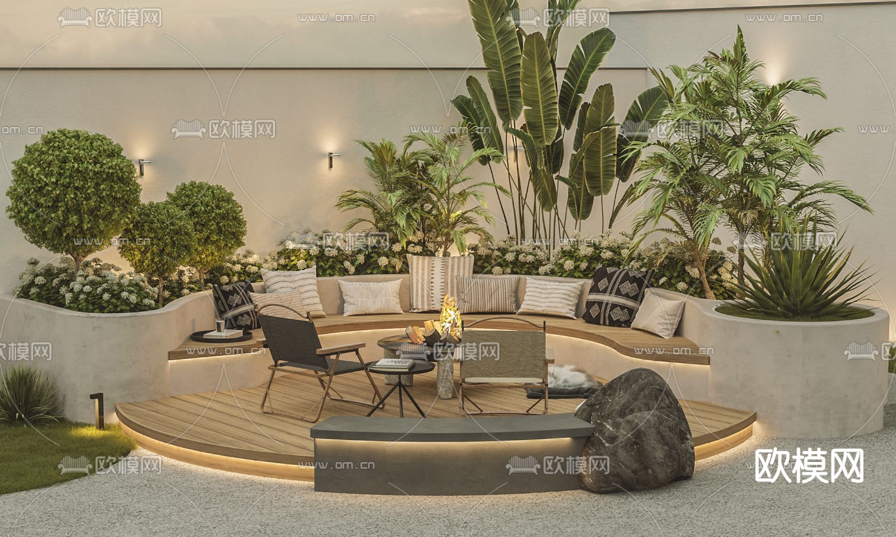 景观树池 户外桌椅3d模型下载（渲染图1）