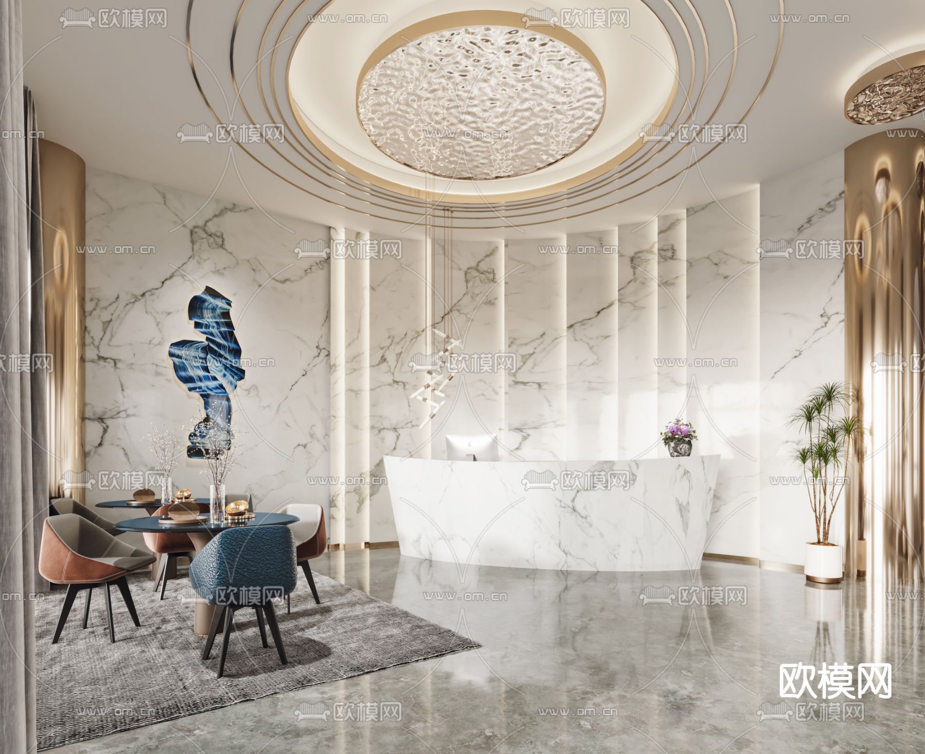 酒店前台3d模型下载（渲染图1）