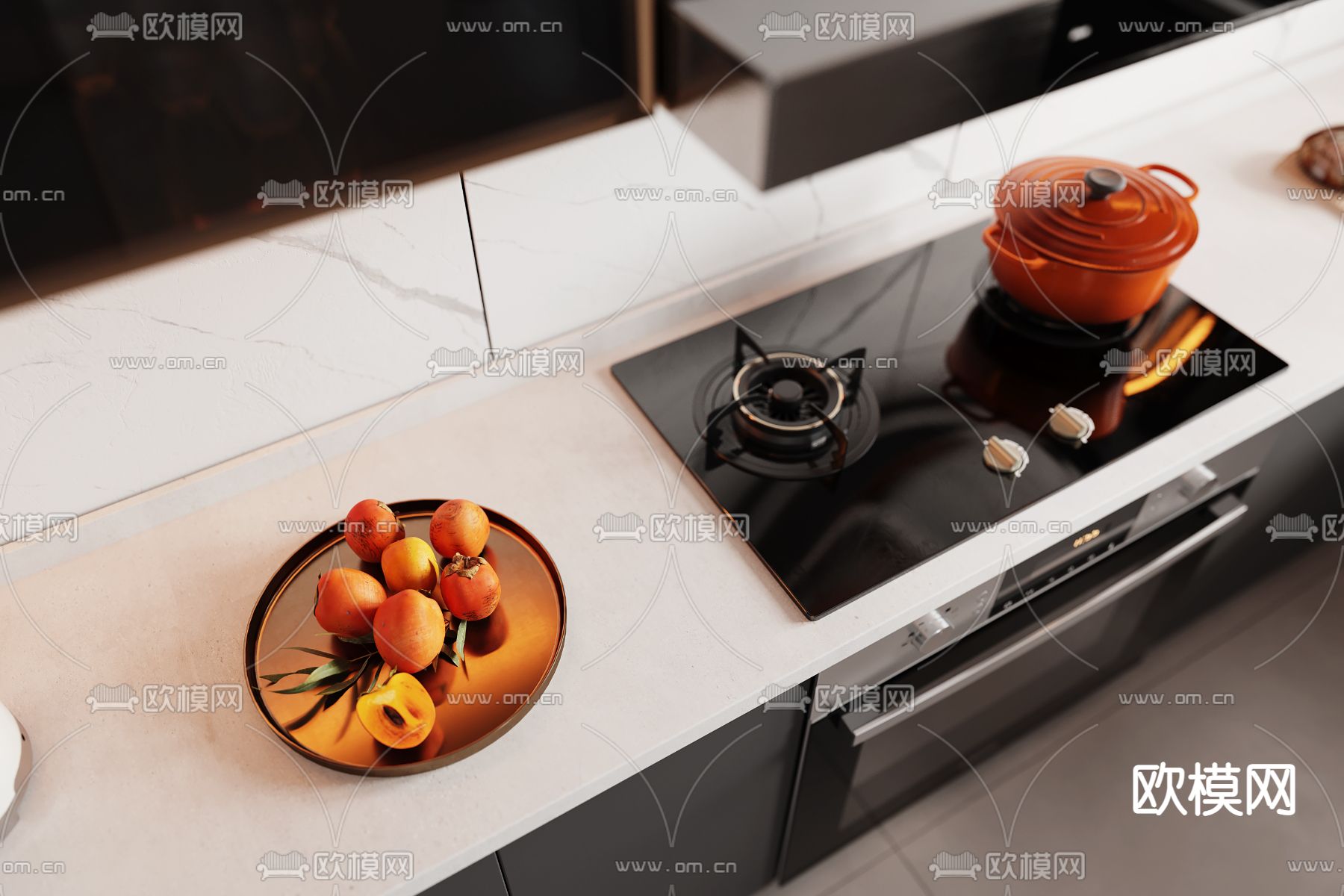 现代厨房 橱柜3d模型下载（渲染图2）