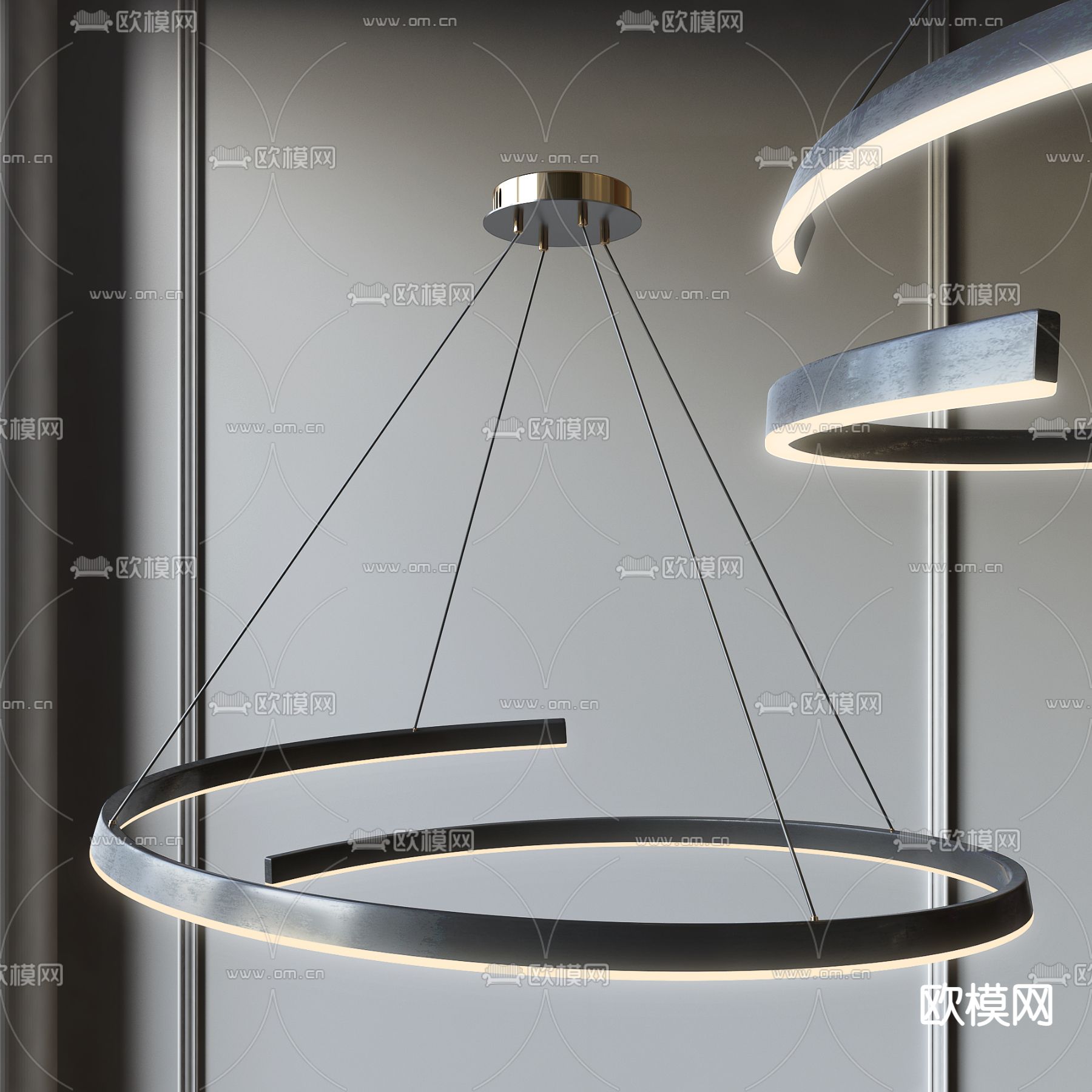 曲线吊灯 大厅吊灯3d模型下载