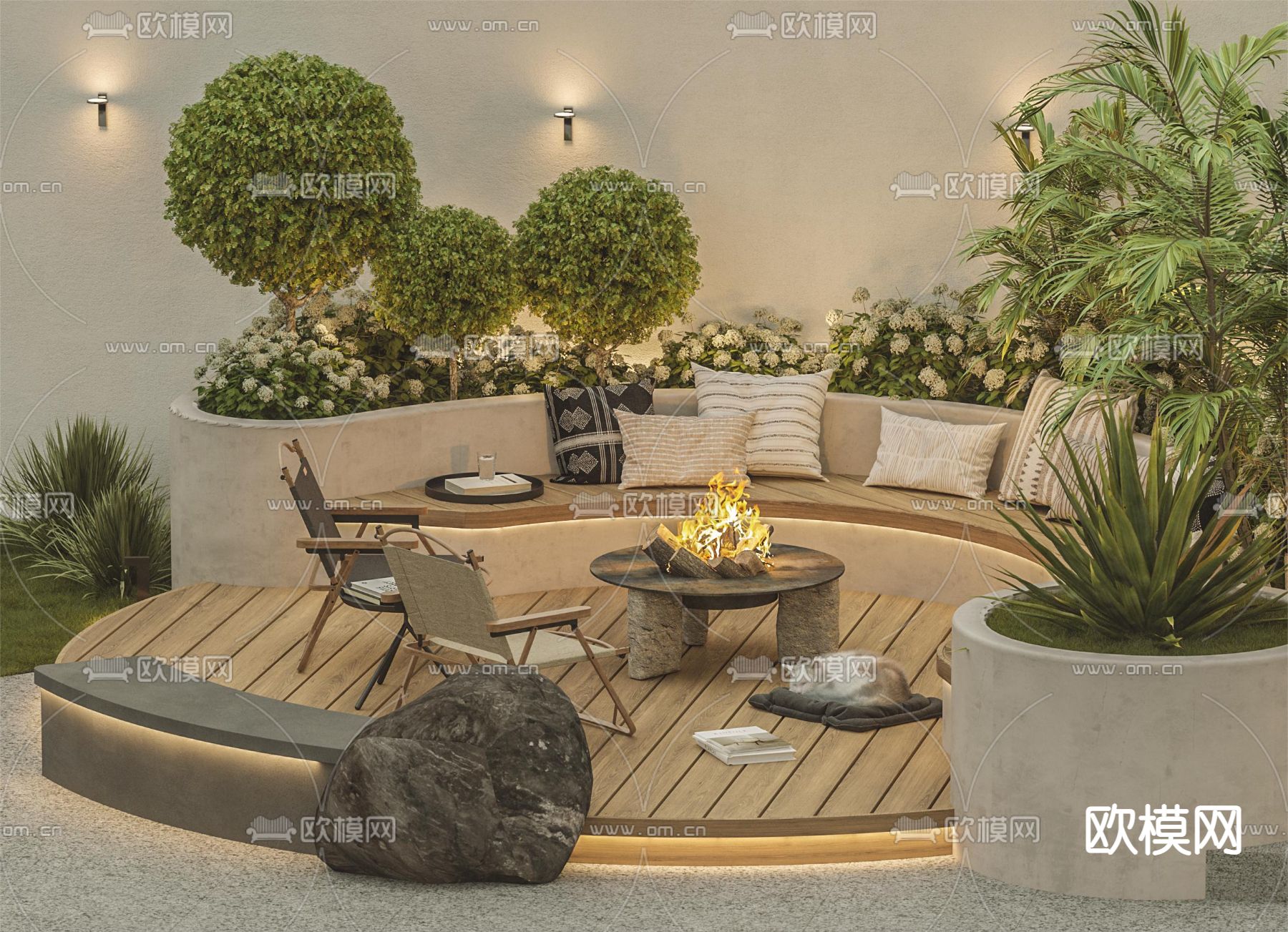 景观树池 户外桌椅3d模型下载（渲染图2）