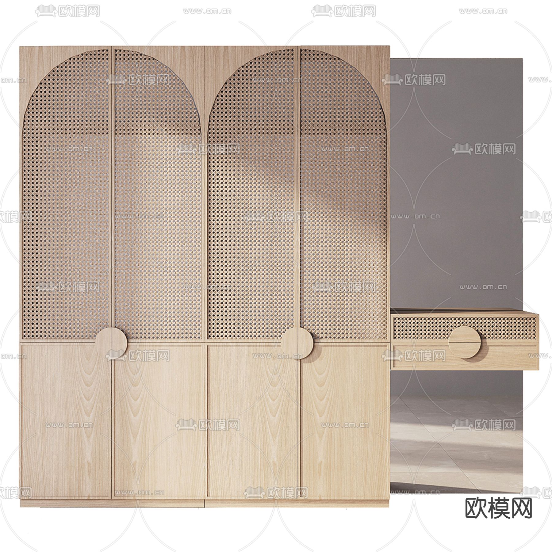 侘寂风衣柜 衣橱3d模型下载（渲染图2）