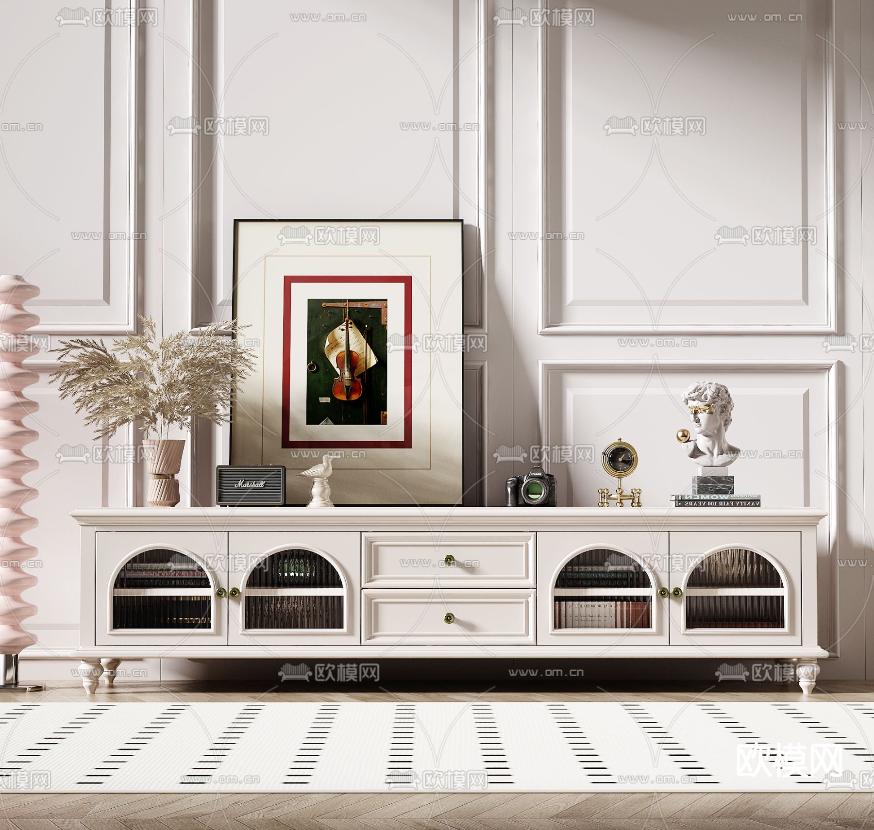 美式电视柜3d模型下载