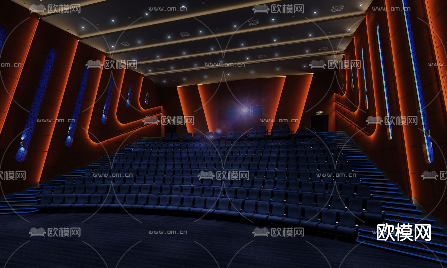 电影院 放映厅3d模型下载