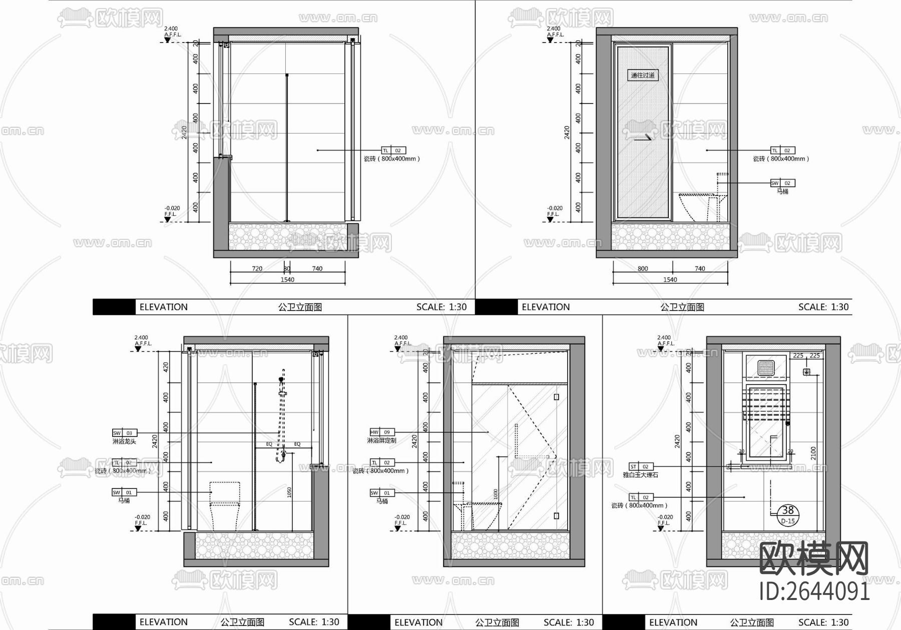 平层CAD施工图下载（渲染图8）