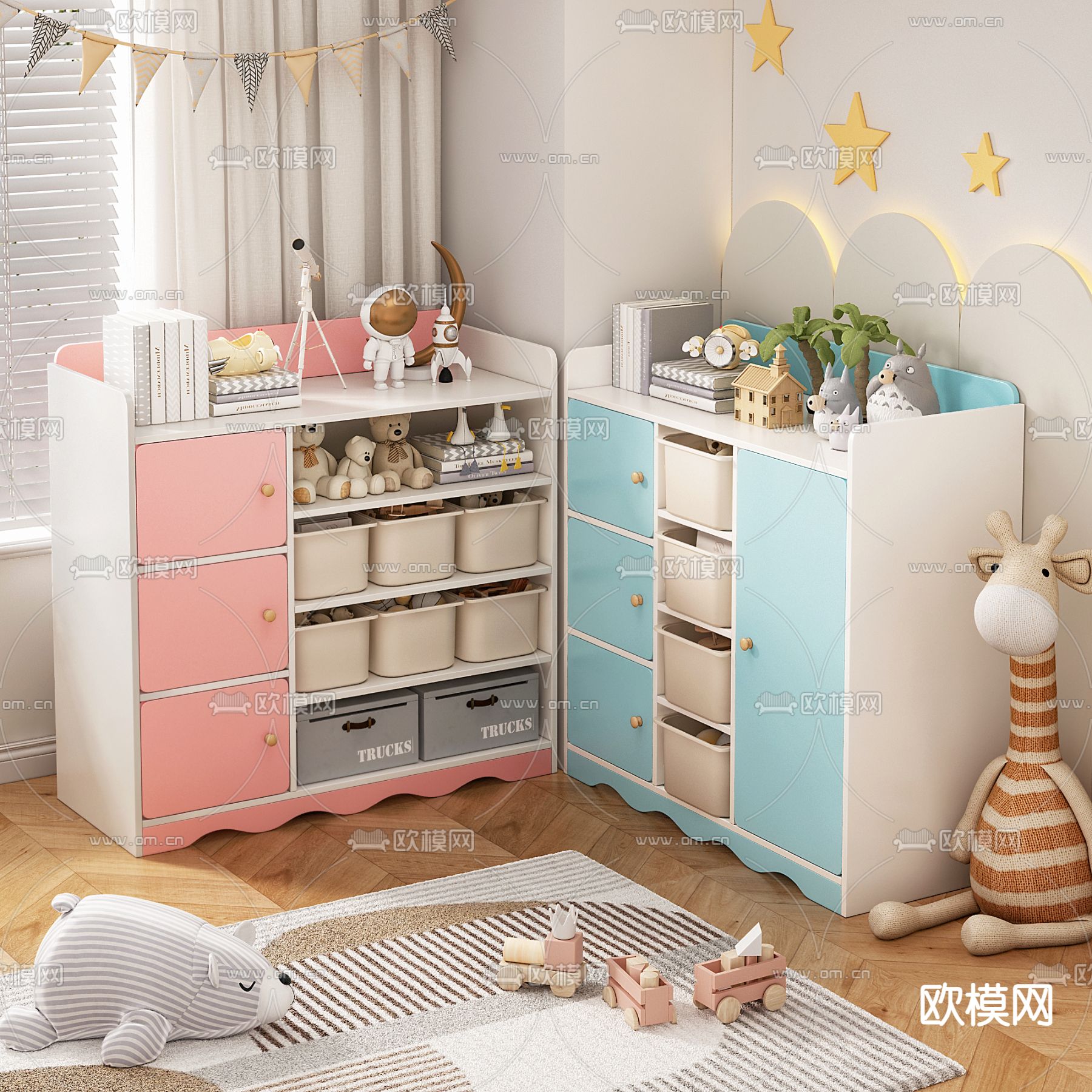 儿童玩具柜3d模型下载