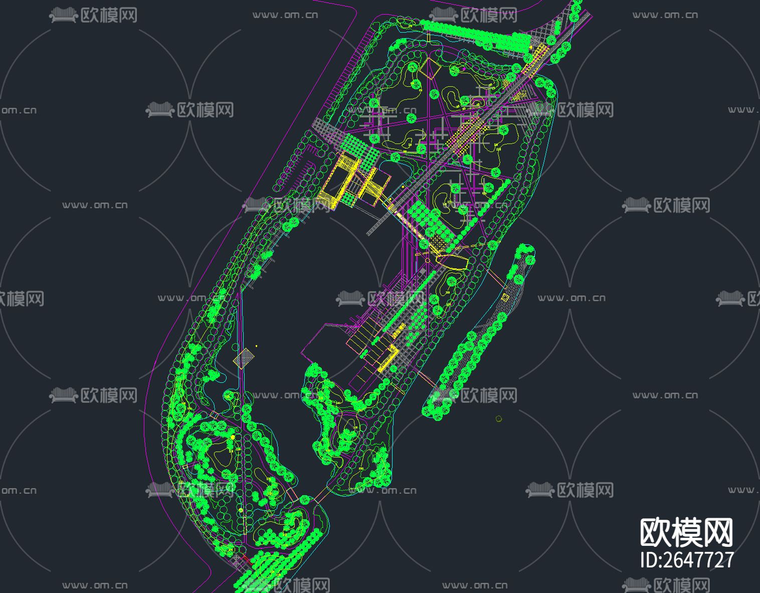 城市公园景观 滨水湿地公园cad施工图下载（渲染图3）