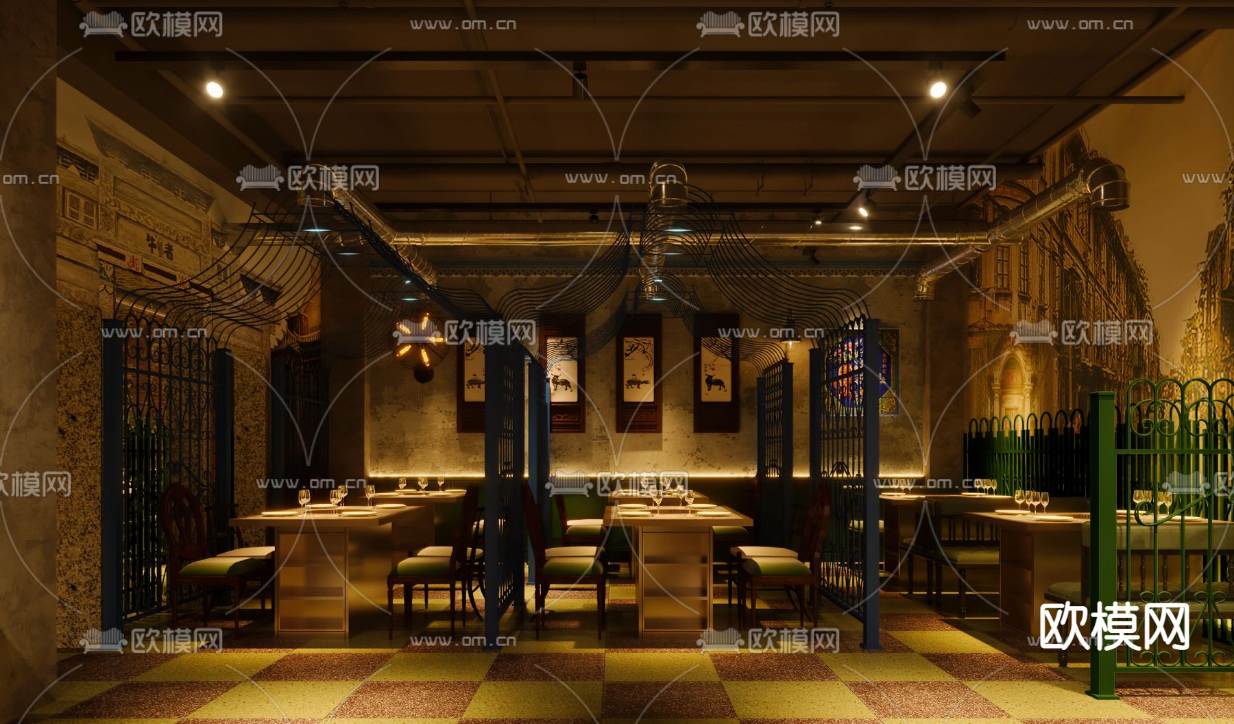 潮汕火锅店3d模型下载（渲染图4）