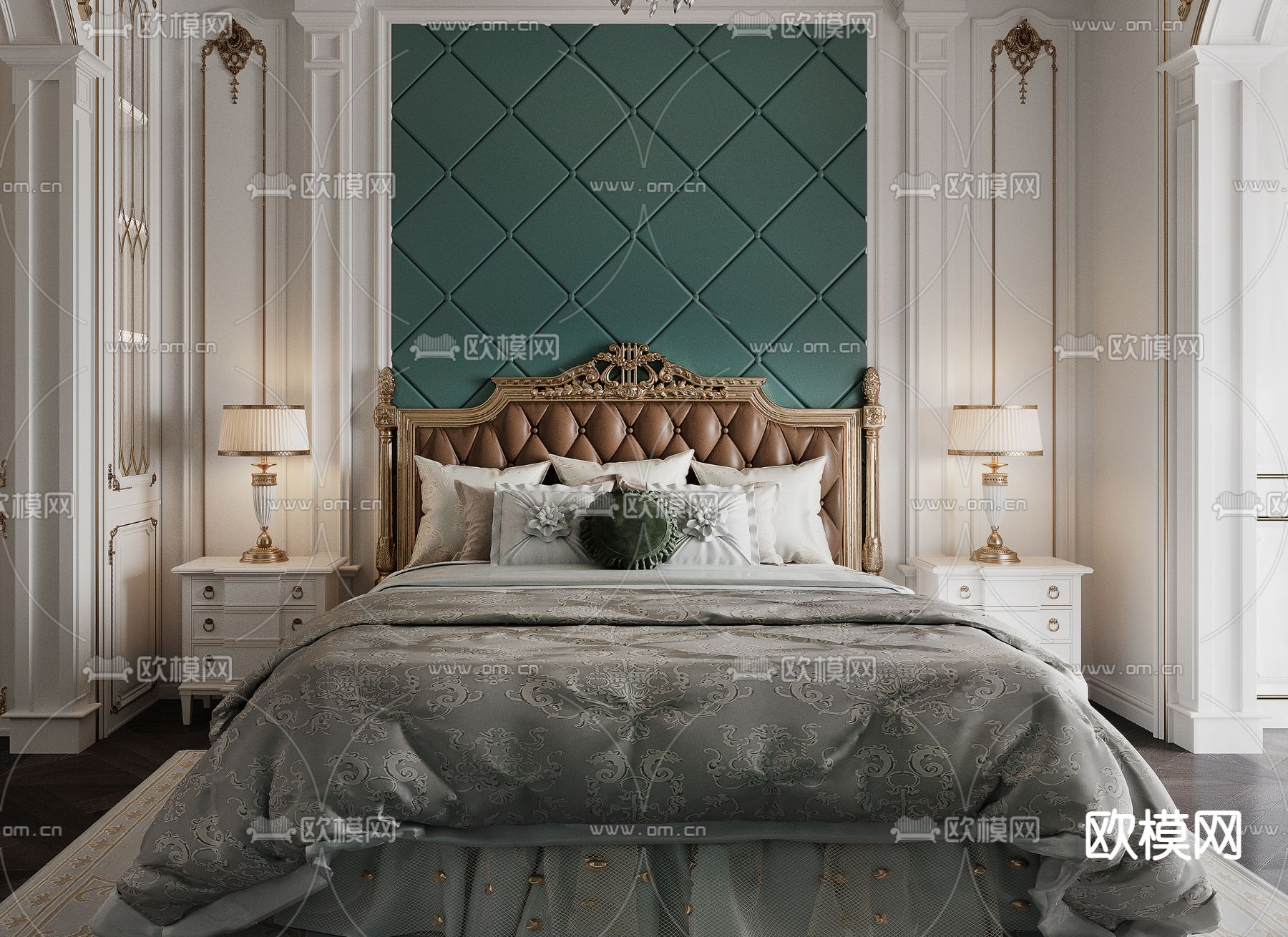欧式卧室 主人房3d模型下载（渲染图2）