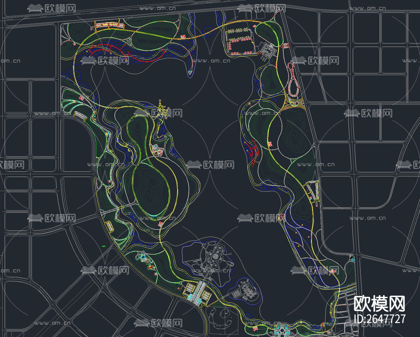 城市公园景观 滨水湿地公园cad施工图下载（渲染图4）