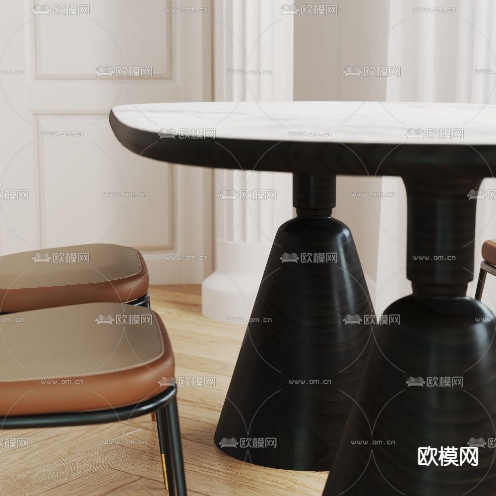 法式餐桌椅3d模型下载（渲染图4）