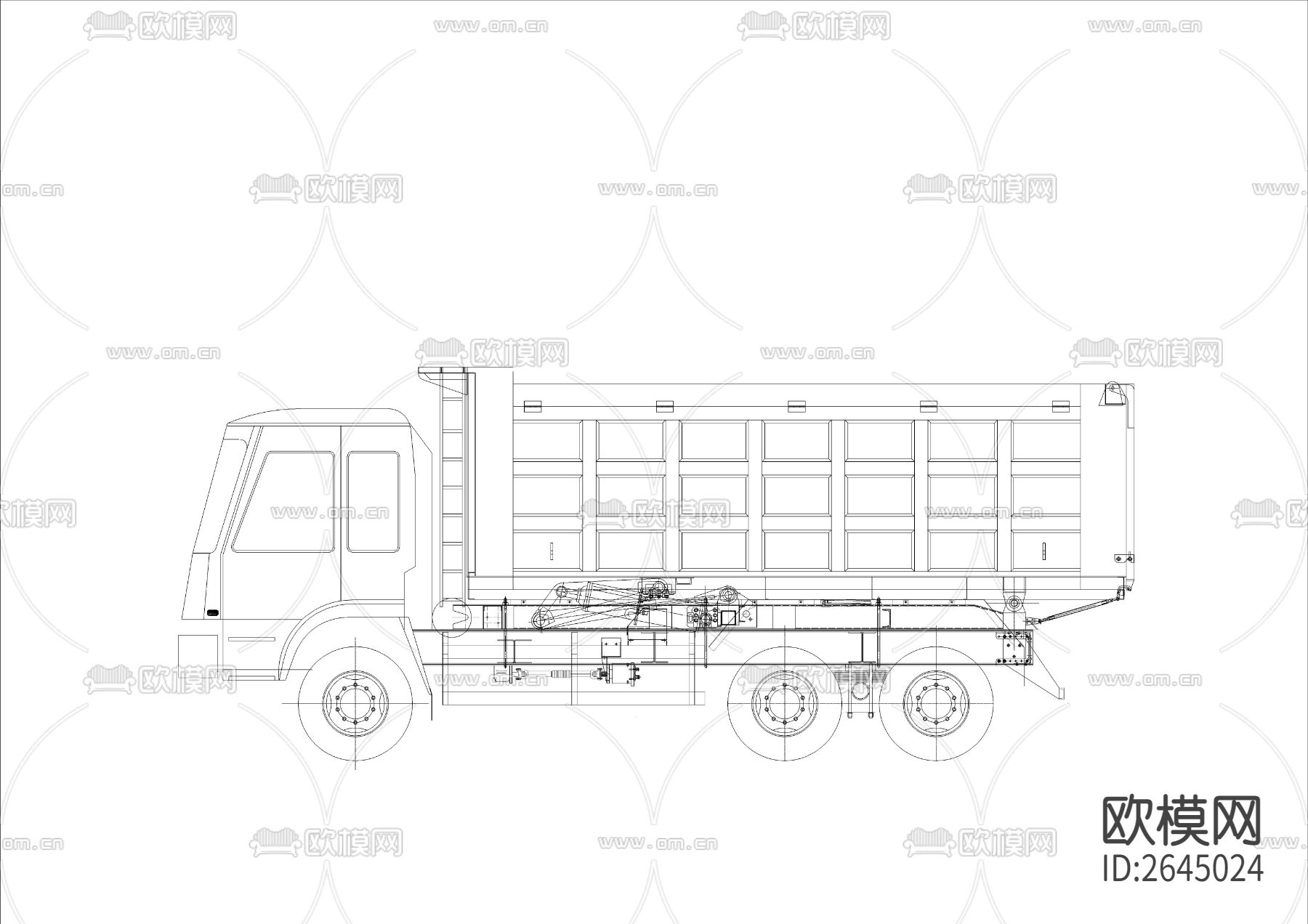 自卸汽车货车CAD施工图下载（渲染图2）