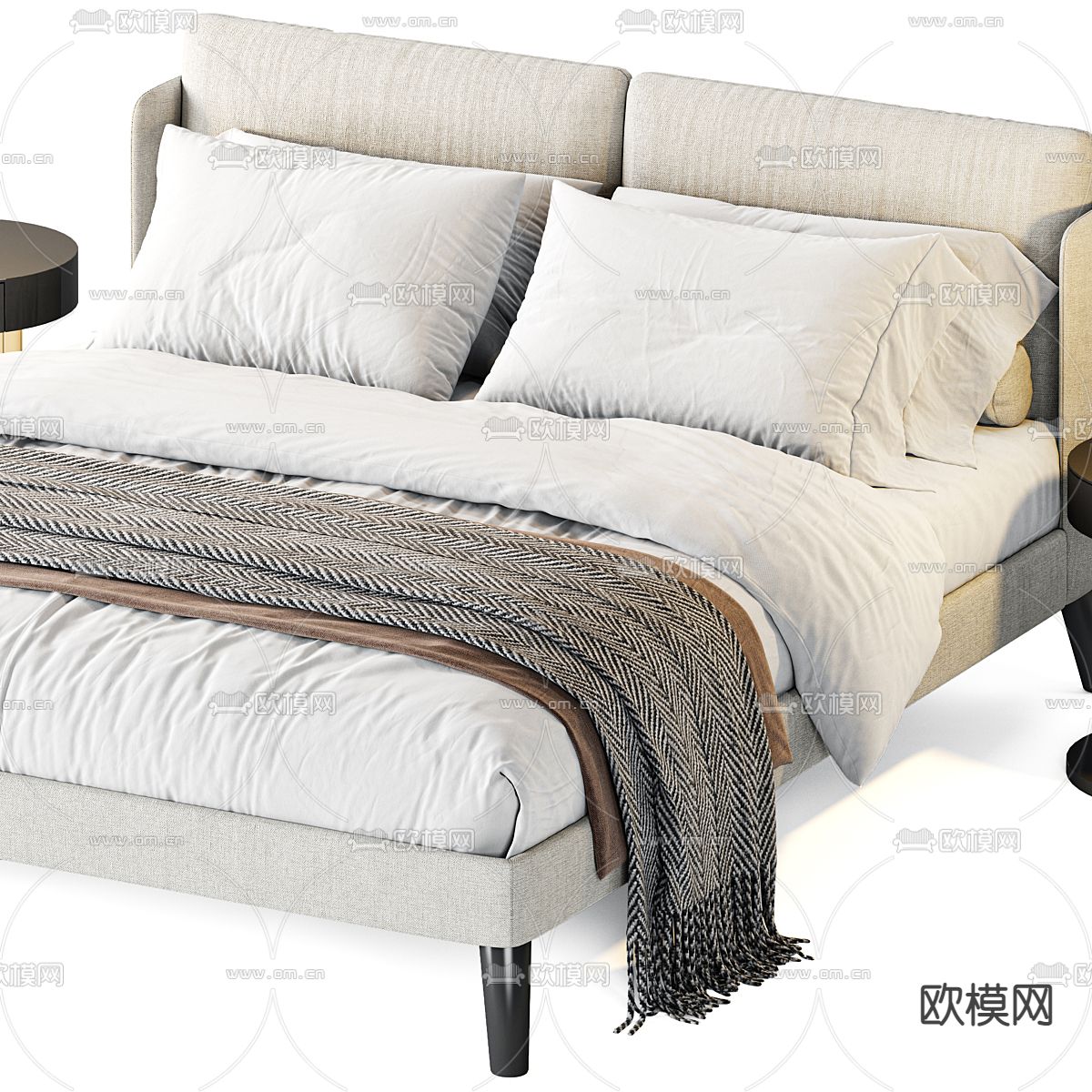 Meridiani 双人床3d模型下载（渲染图1）